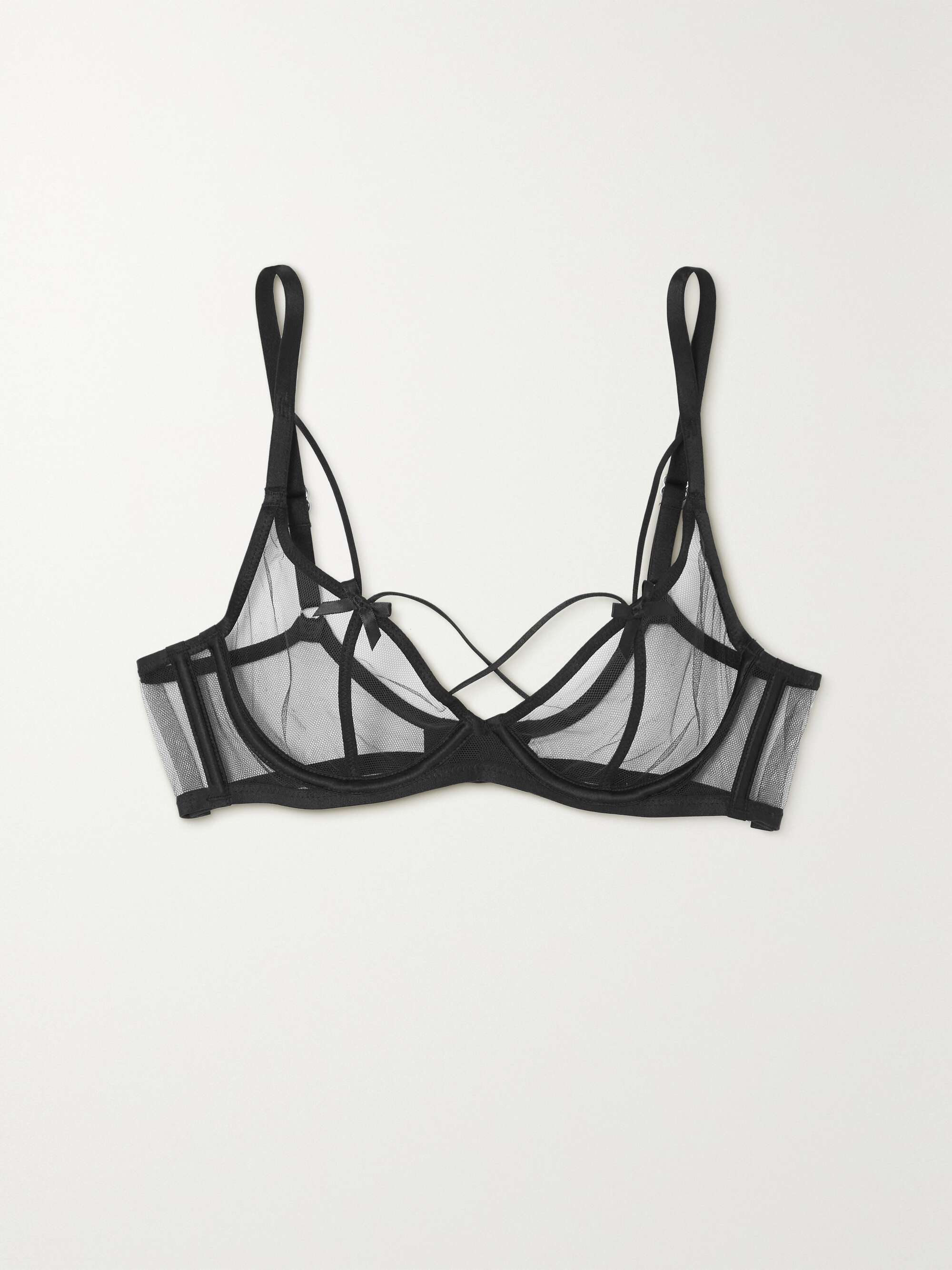 AGENT PROVOCATEUR Zella satin-trimmed tulle underwired bra