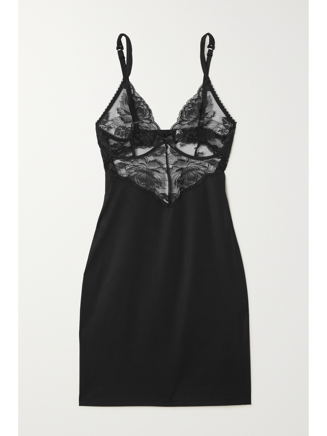 AGENT PROVOCATEUR ASHLEE LACE AND STRETCH-SATIN UNDERWIRED CHEMISE