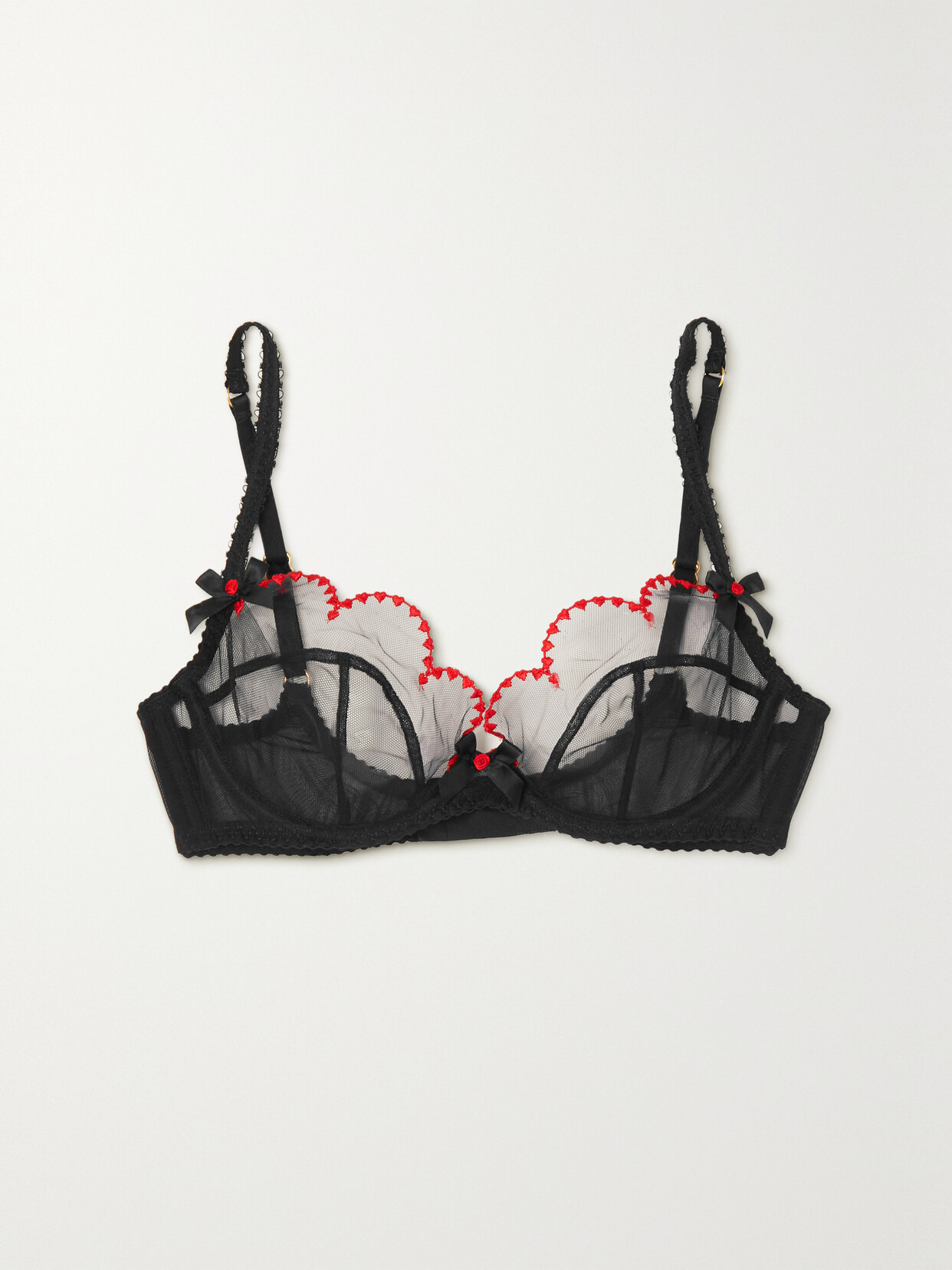 Agent Provocateur - Lornaheart Scalloped Embroidered Tulle Underwired Soft-cup Bra - Black