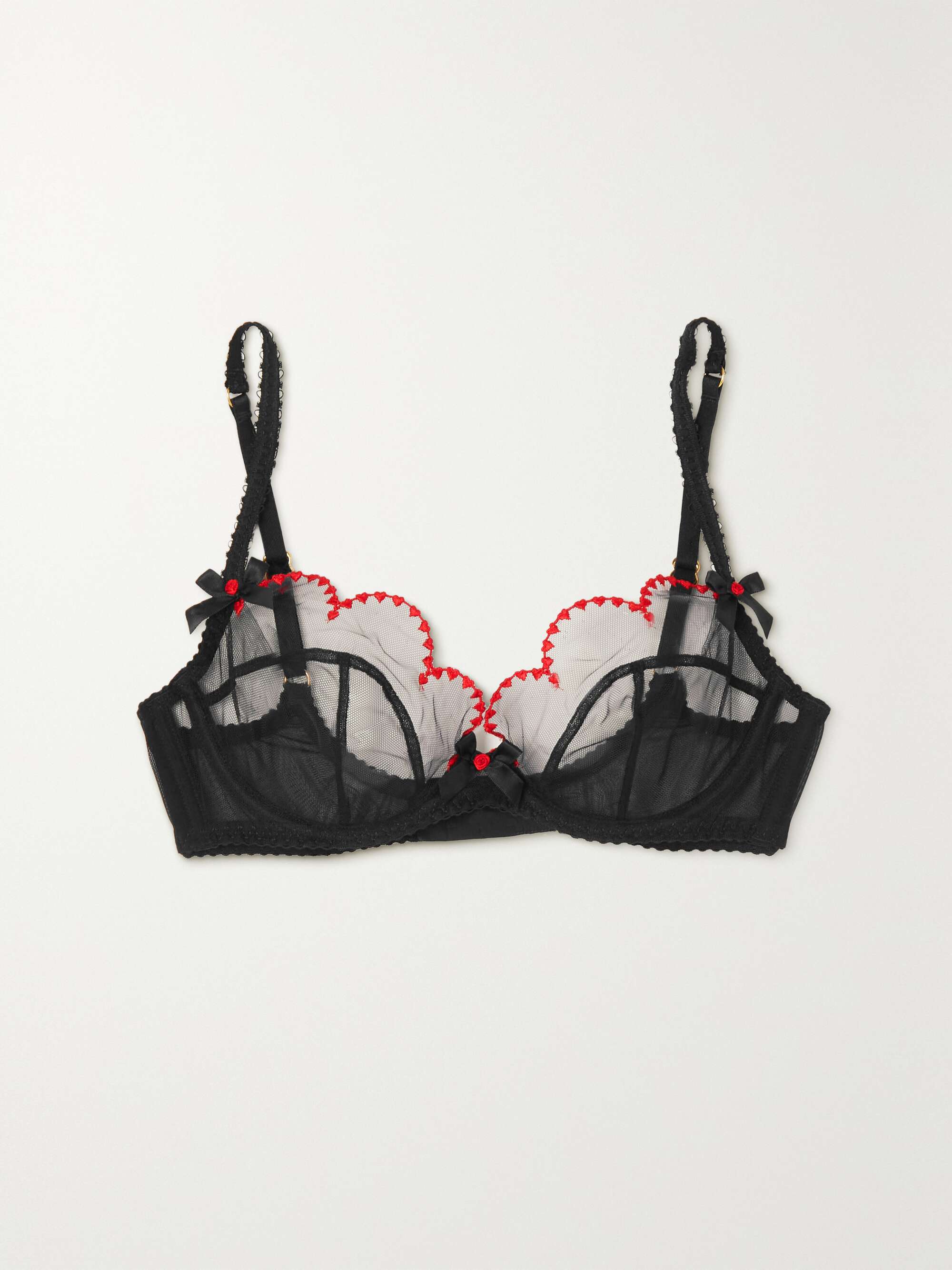 AGENT PROVOCATEUR Lornaheart scalloped embroidered tulle underwired soft-cup bra | NET-A-PORTER PT