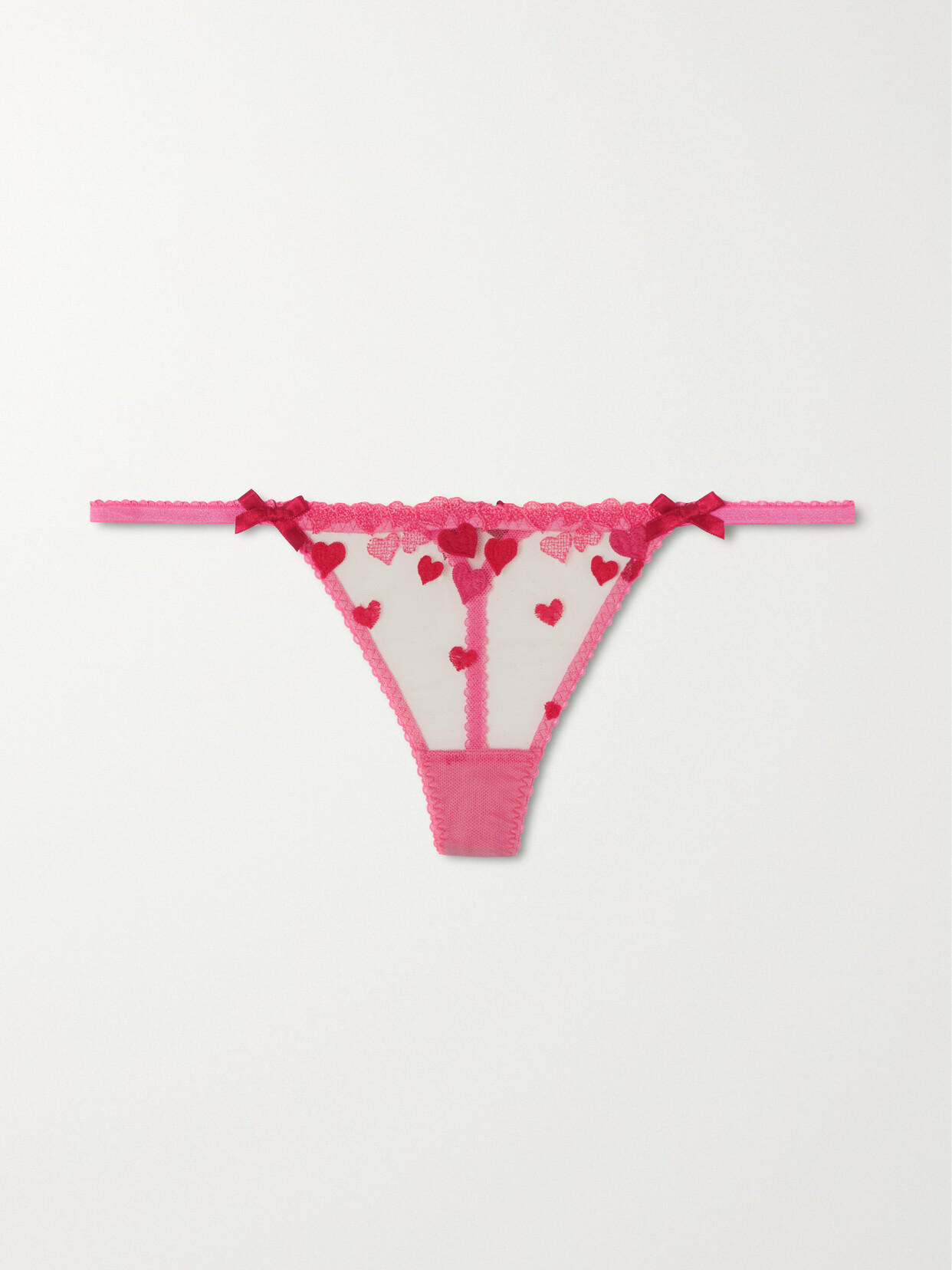 Agent Provocateur - Cupid Embroidered Tulle Thong - Pink