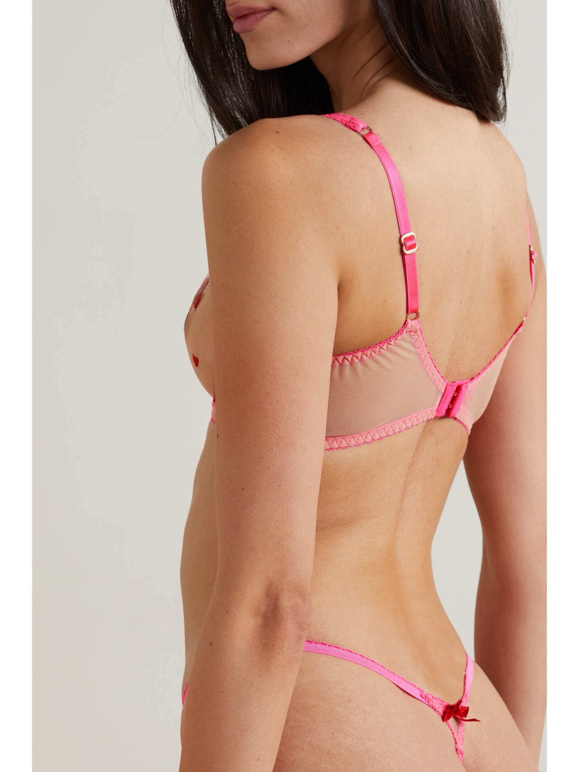Cupid embroidered tulle underwired bra