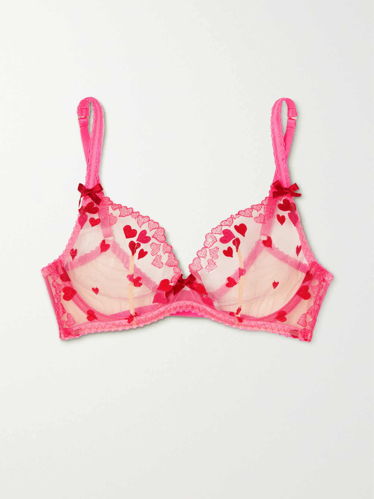 Agent Provocateur - Cupid Embroidered Tulle Underwired Bra - Pink