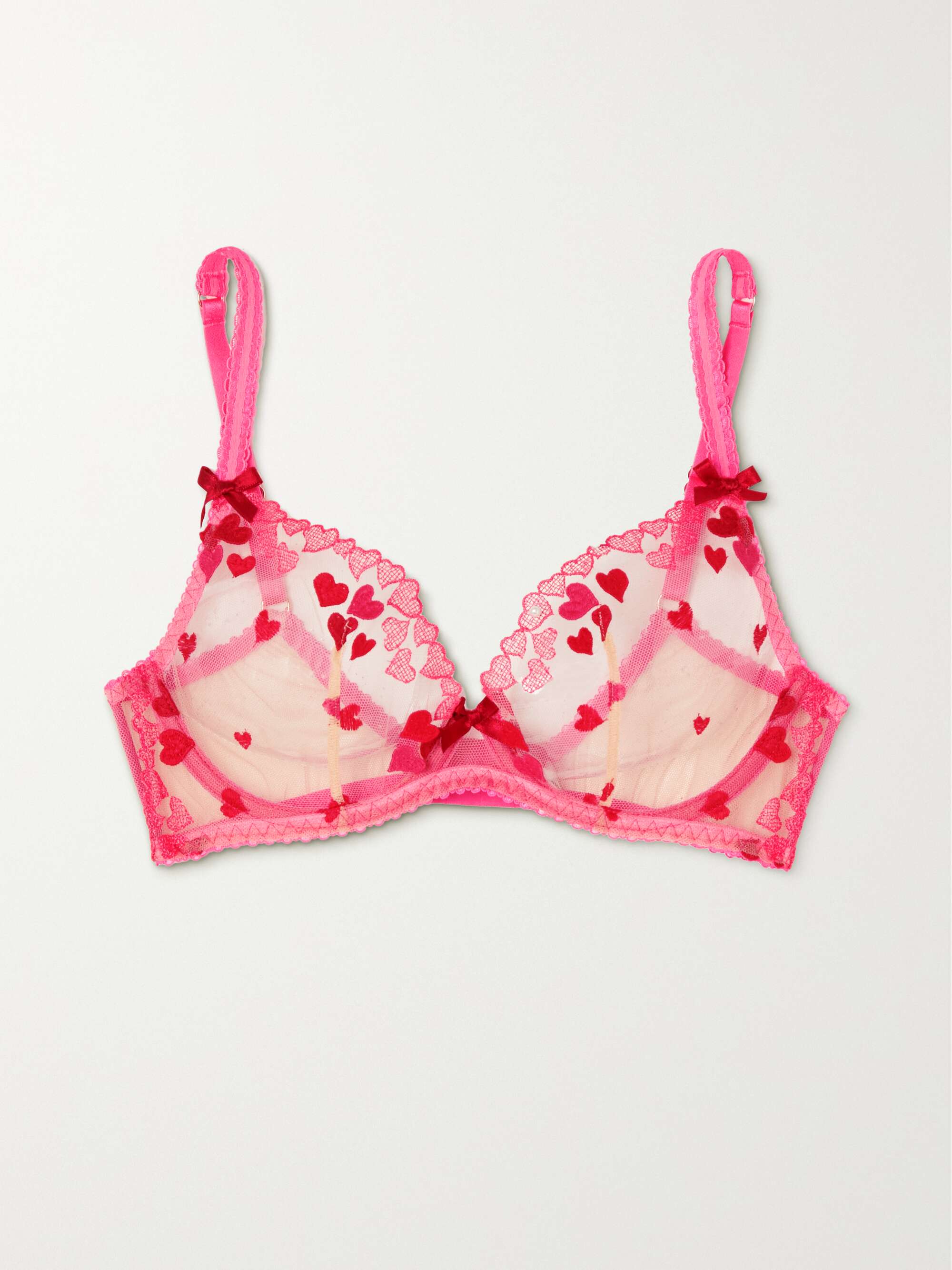 Cupid embroidered tulle underwired bra