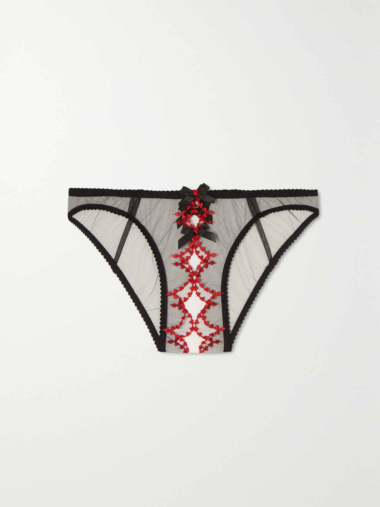 Agent Provocateur - Lornaheart Embroidered Cutout Tulle Briefs - Black