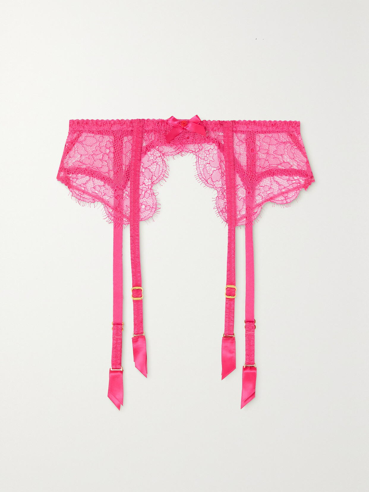 Agent Provocateur - Lorna Bow-embellished Leavers Lace Suspender Belt - Pink