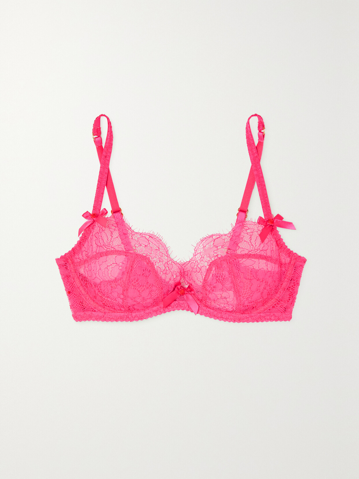 AGENT PROVOCATEUR LORNA BOW-EMBELLISHED LEAVERS LACE UNDERWIRED SOFT-CUP BRA