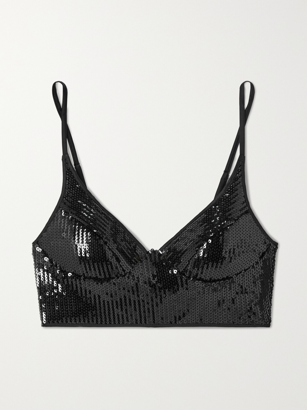 Kiki de Montparnasse - Loulou Sequined Stretch-tulle Soft-cup Bra - Black