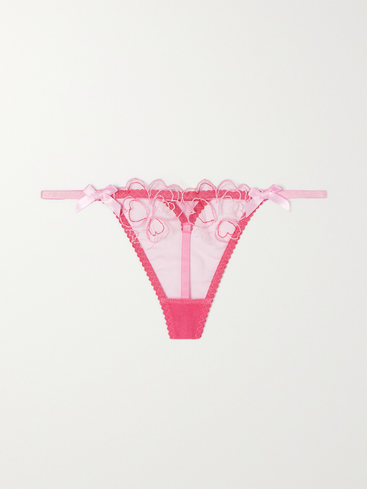 Agent Provocateur - Maysie Embroidered Tulle Thong - Pink