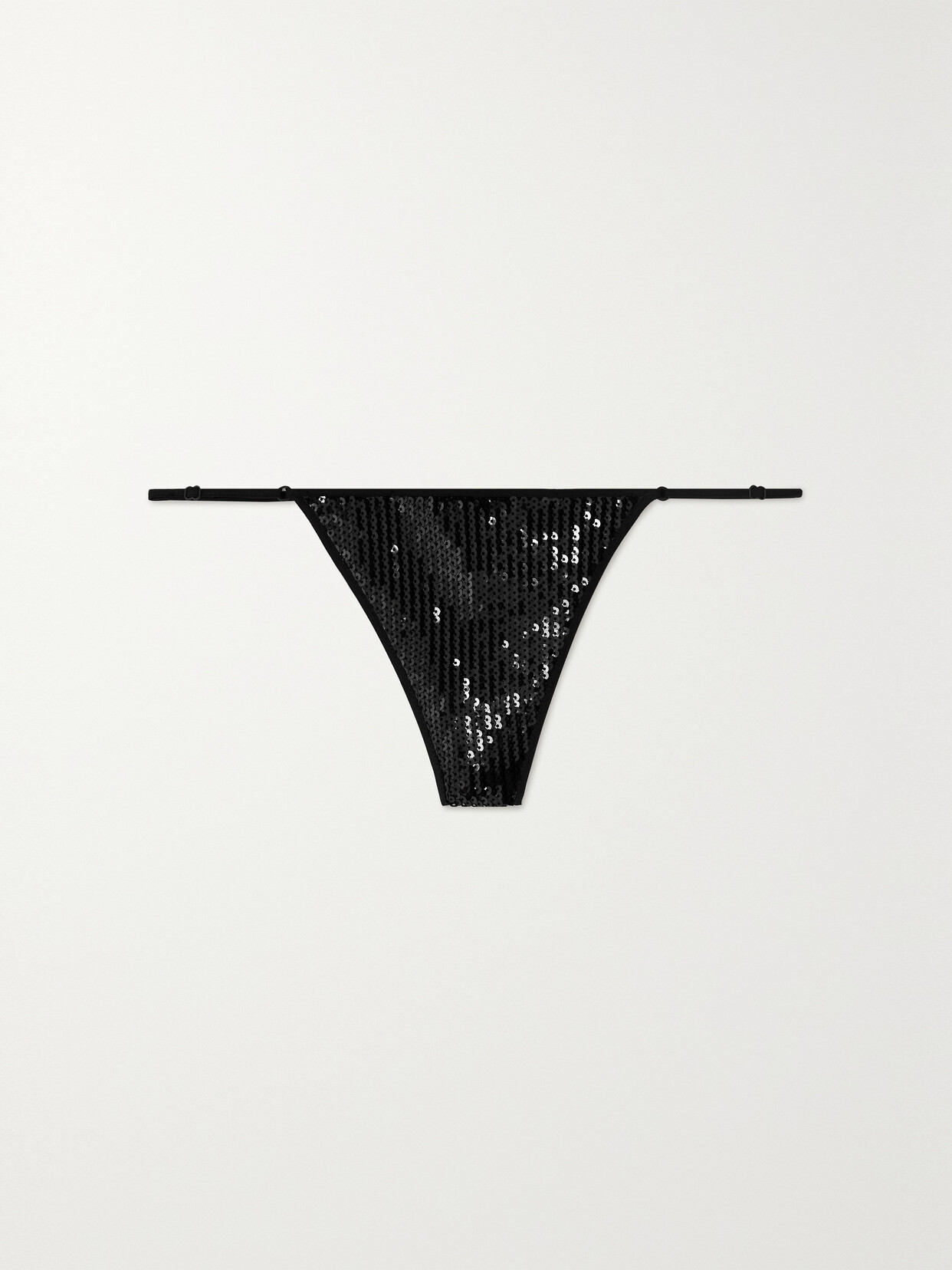 Kiki de Montparnasse - Loulou Gi-string Sequined Stretch-tulle Thong - Black