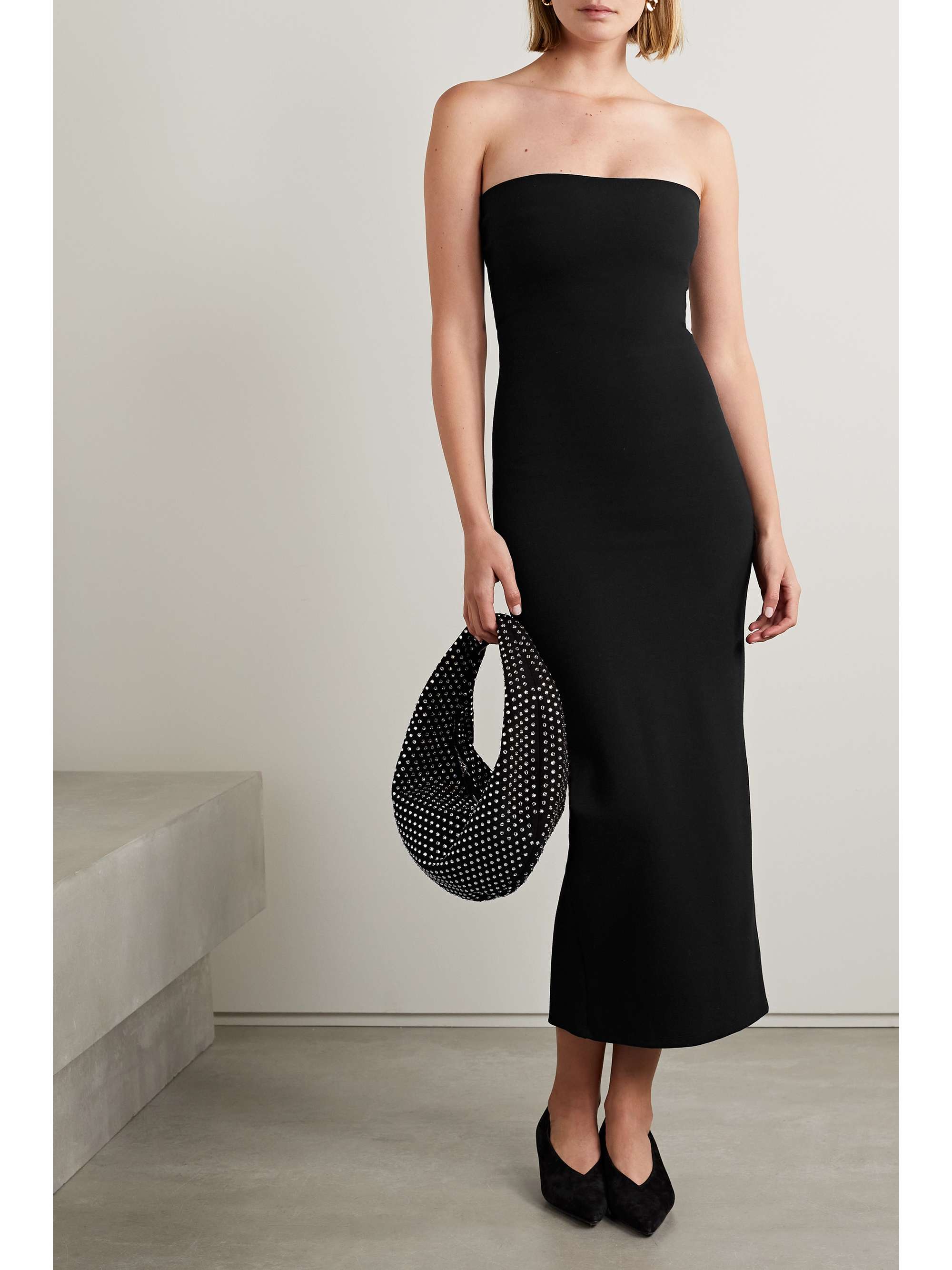 LESET Rio strapless stretch-ponte maxi dress