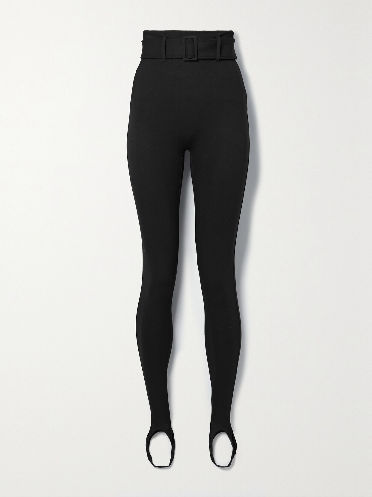 LESET - Rio Belted Stretch-ponte Stirrup Leggings - Black