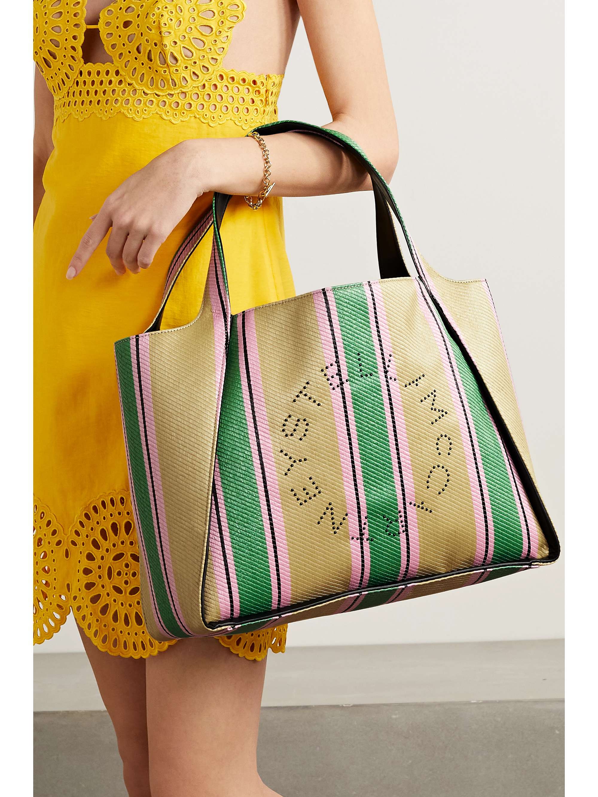 Stella McCartney Logo Striped Tote Bag