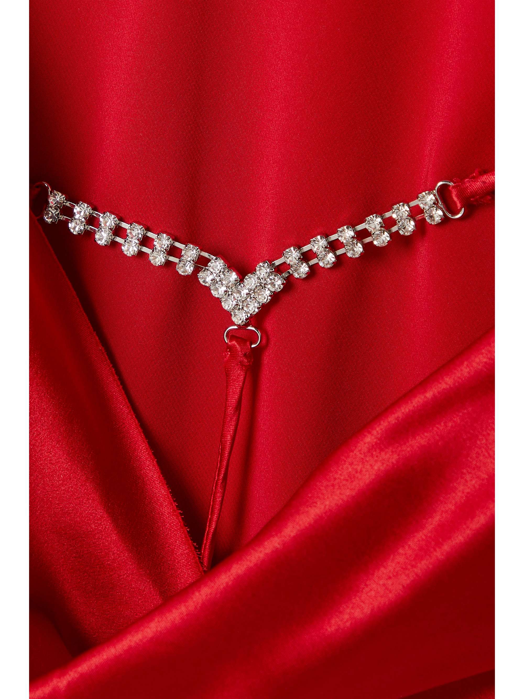 FLEUR DU MAL Open-back crystal-embellished silk-satin midi dress