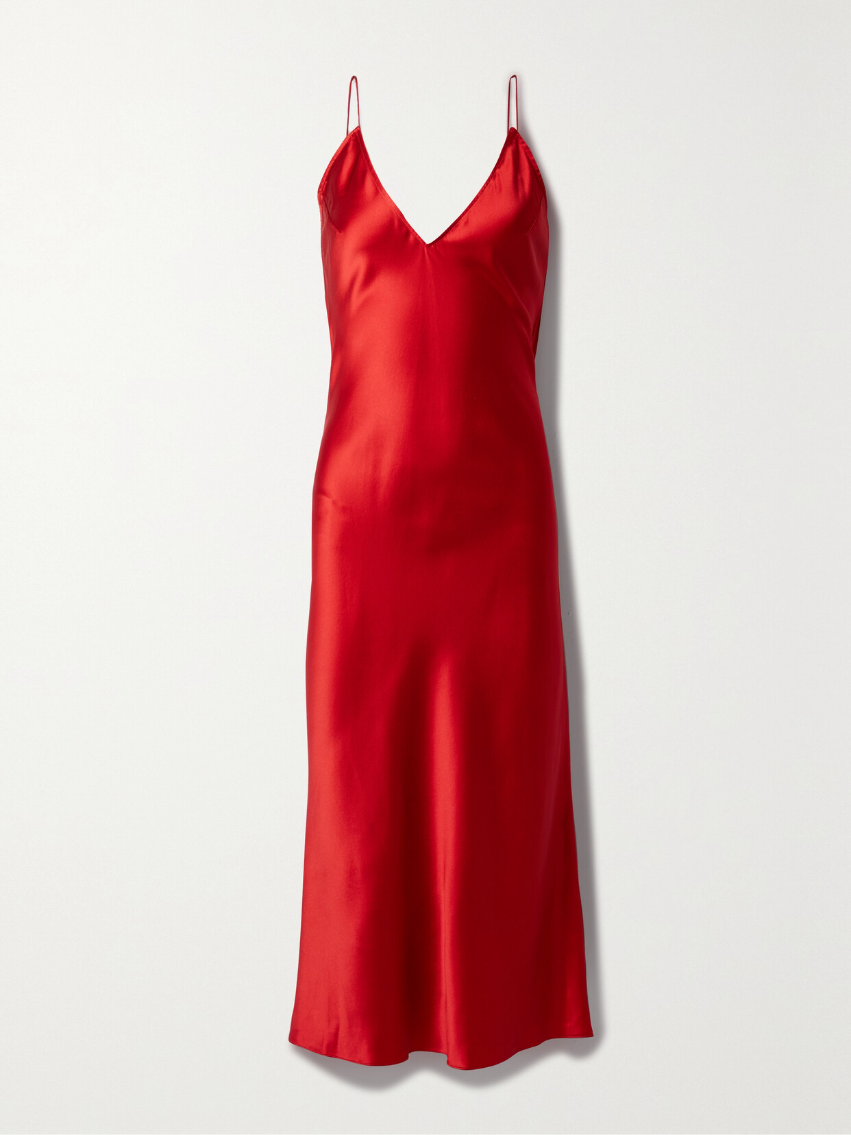 FLEUR DU MAL OPEN-BACK CRYSTAL-EMBELLISHED SILK-SATIN MIDI DRESS