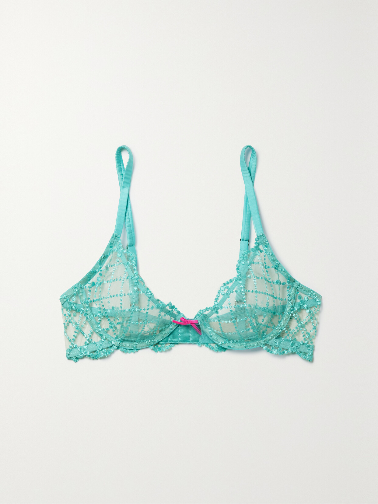 Fleur Du Mal Dotty Grid Bra In Bright Jade