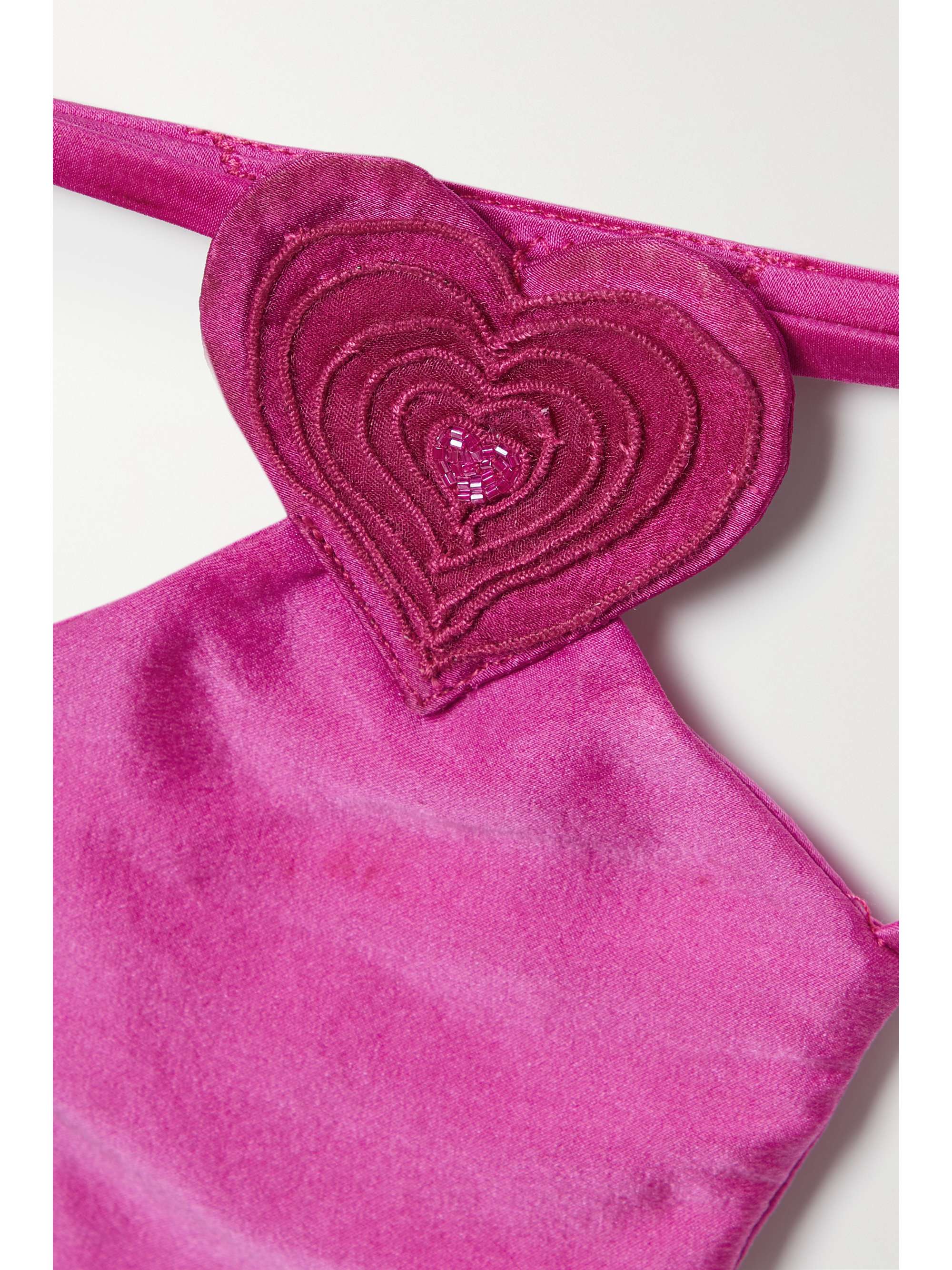 FLEUR DU MAL Novelty Heart 挖剪缎布丁字裤
