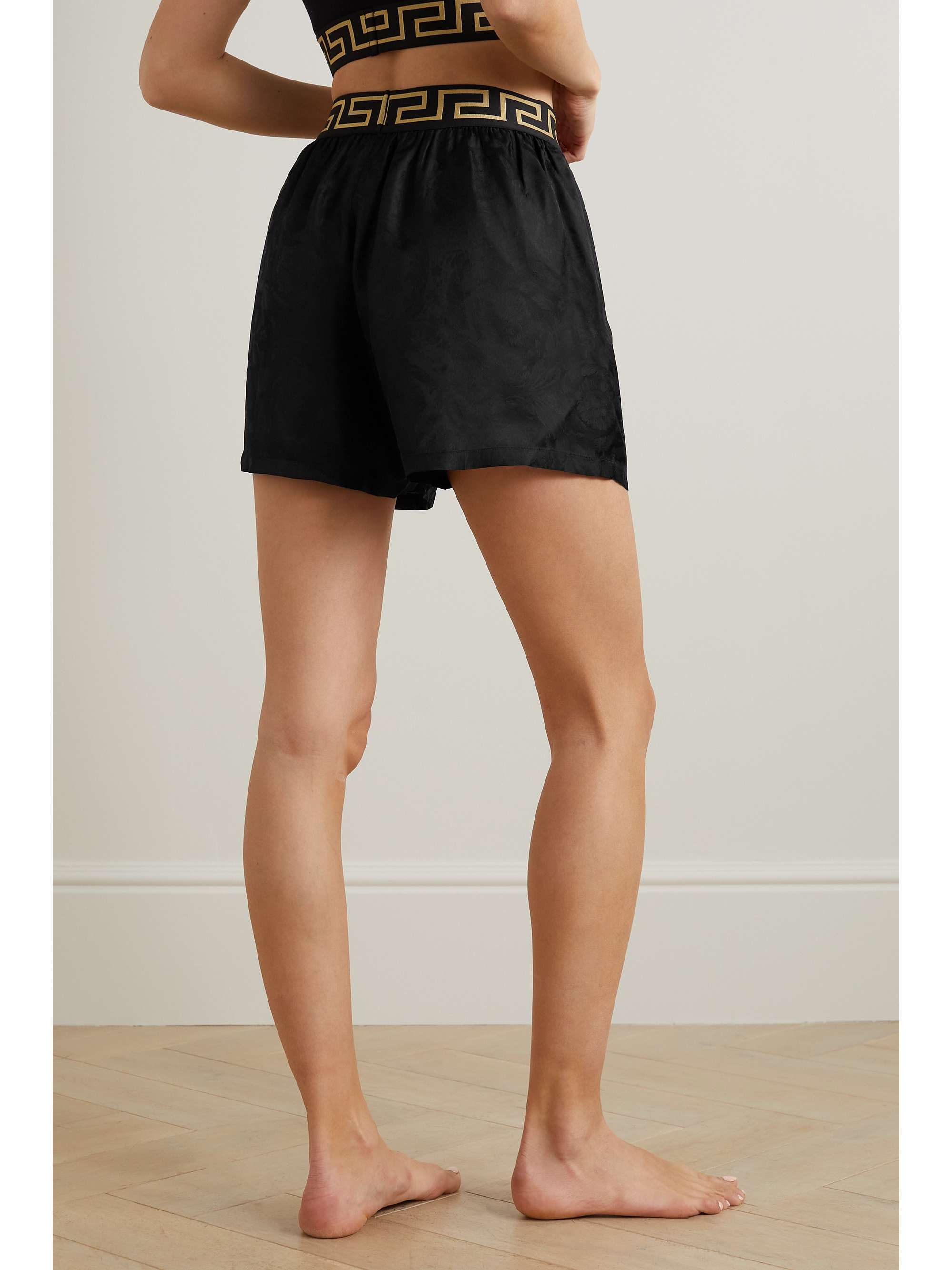 VERSACE Embellished jacquard shorts