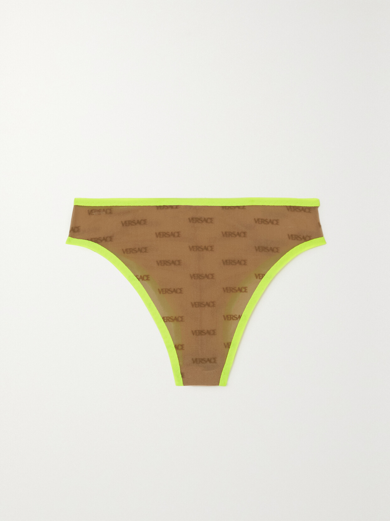 Versace - Neon Piped Printed Metallic Stretch-mesh Briefs - Neutrals