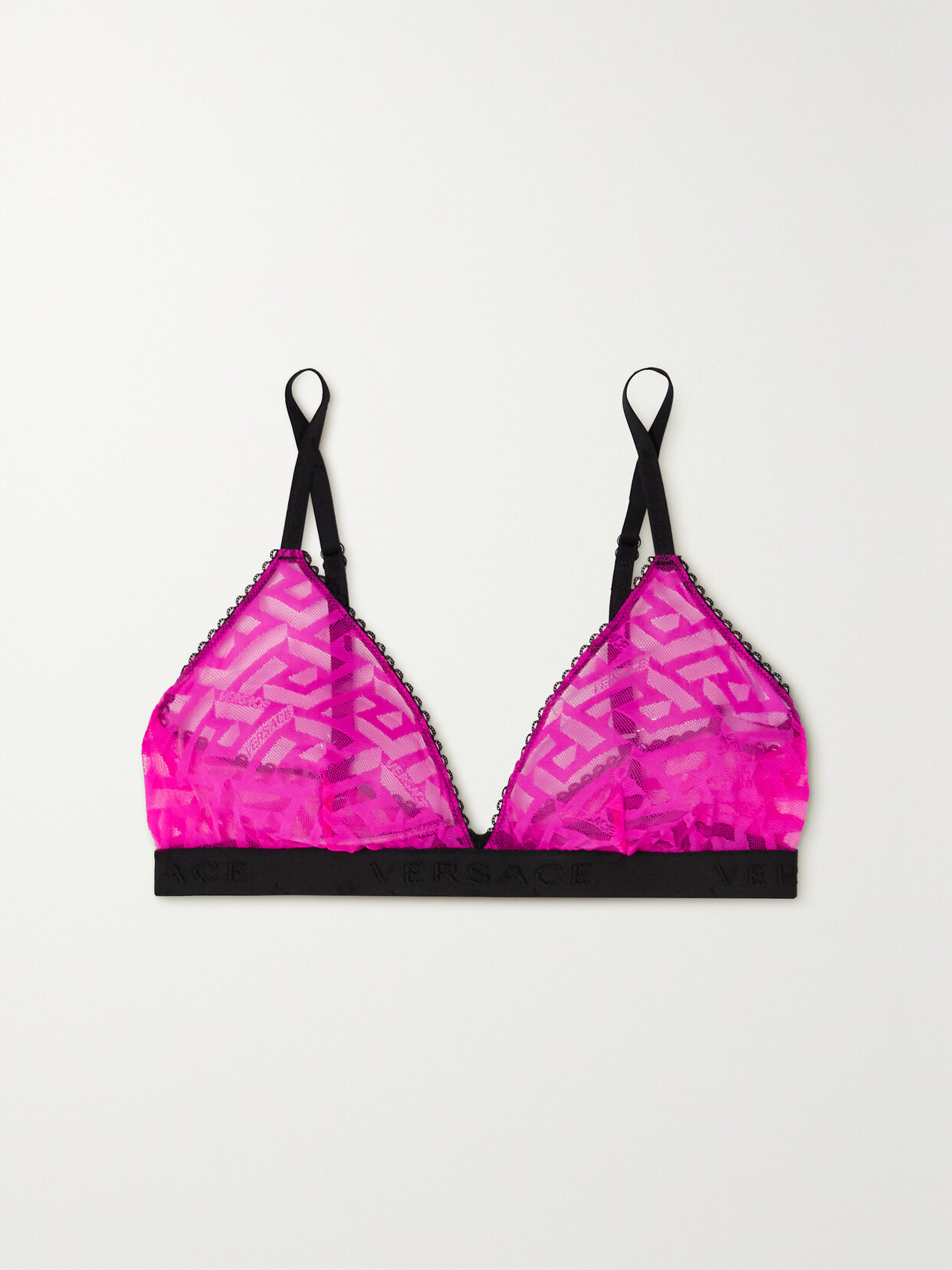 Versace - La Greca Tulle Soft-cup Triangle Bra - Pink