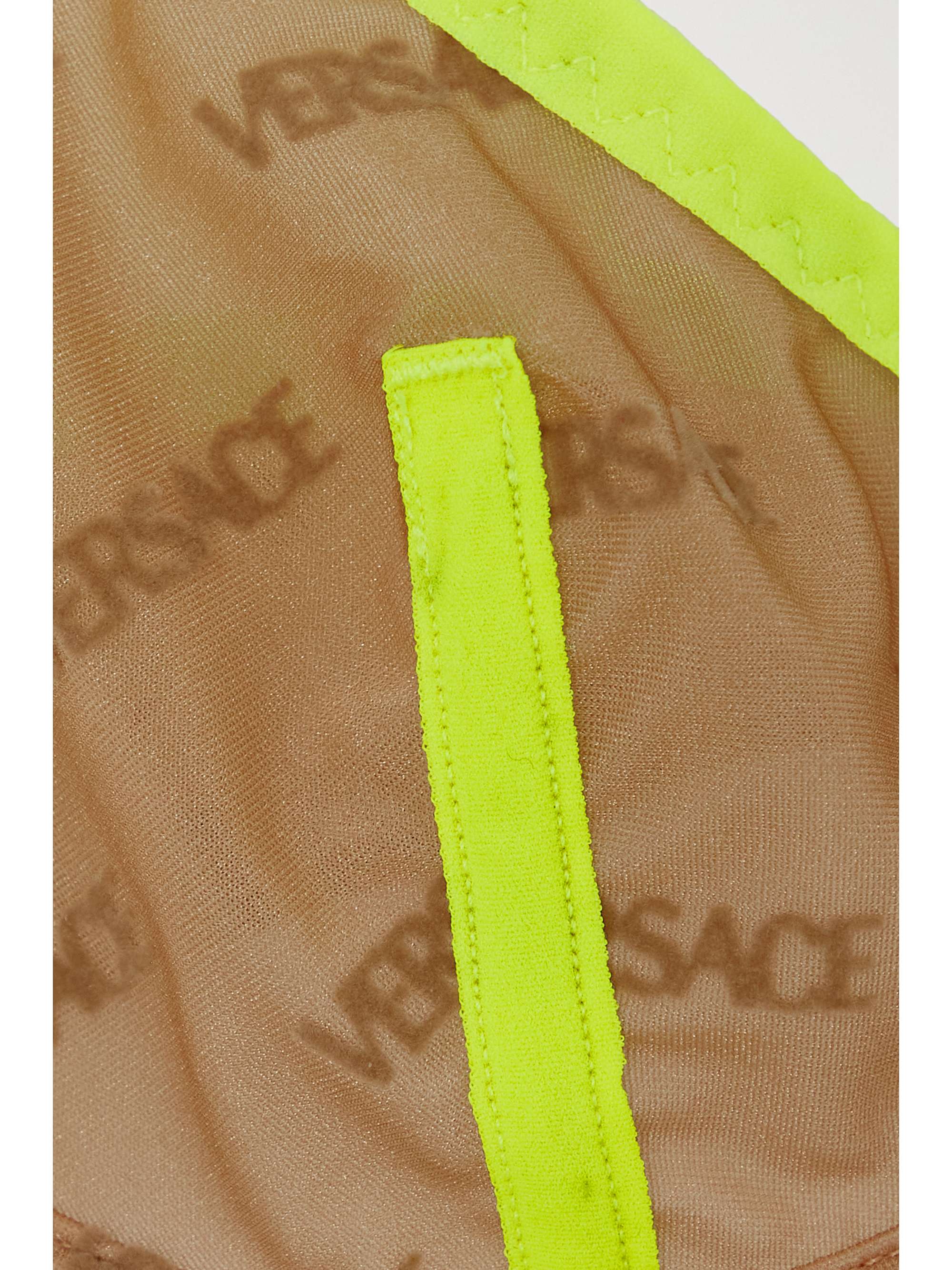 VERSACE Neon piped printed metallic stretch-mesh underwired bra
