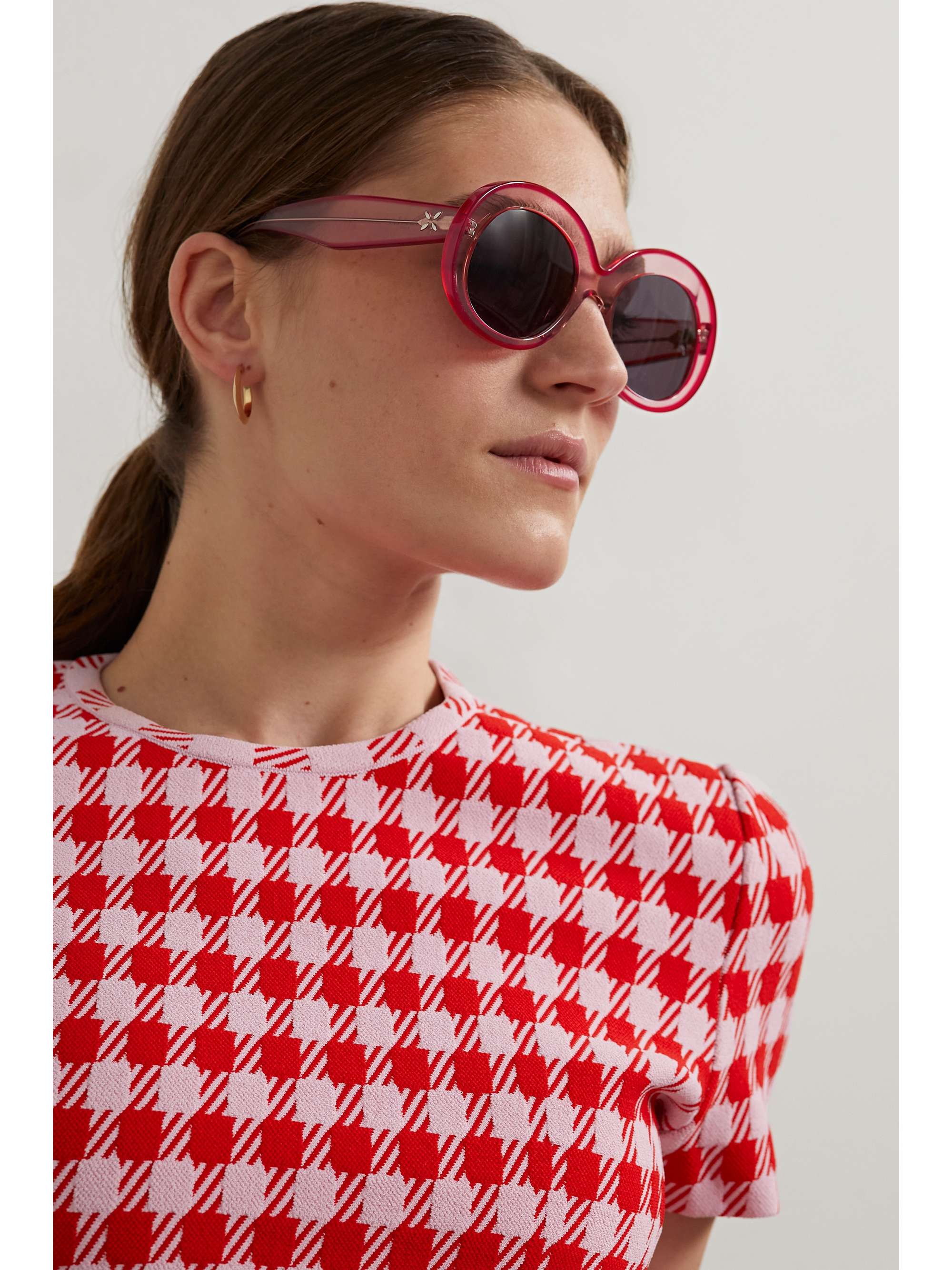 ALAÏA Zweifarbige Sonnenbrille mit rundem Rahmen aus Azetat
