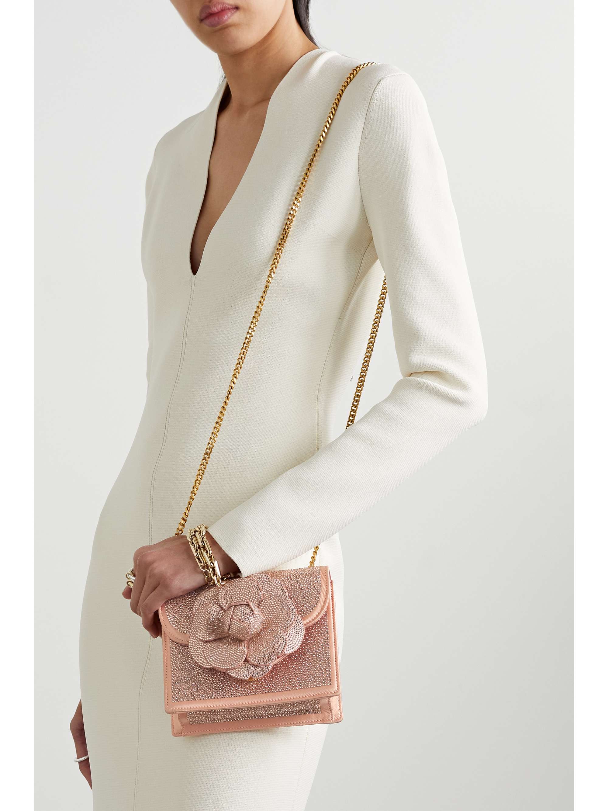 OSCAR DE LA RENTA Tro mini crystal-embellished satin shoulder bag