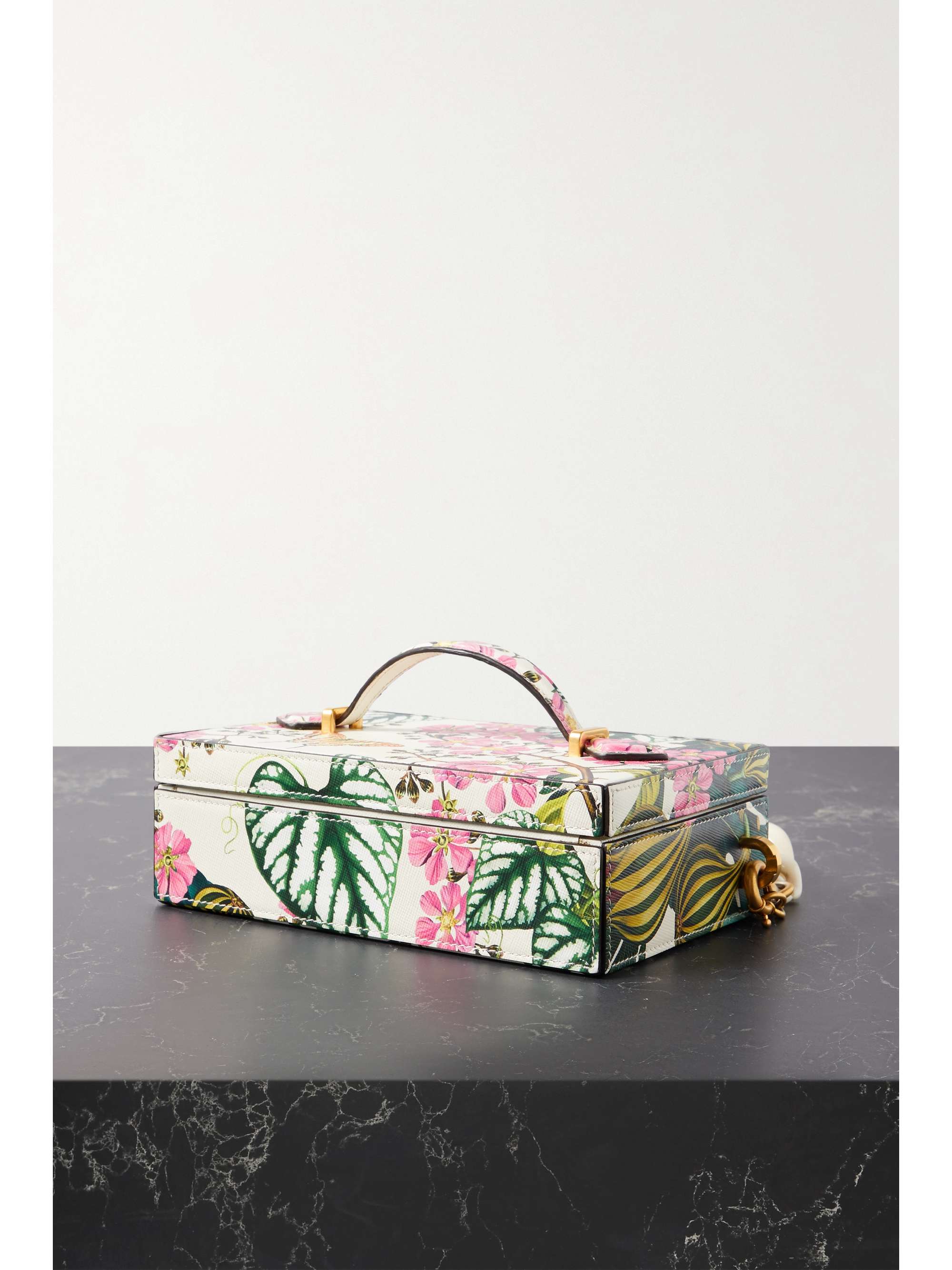 OSCAR DE LA RENTA Alibi Clutch aus strukturiertem Leder mit Blumenprint
