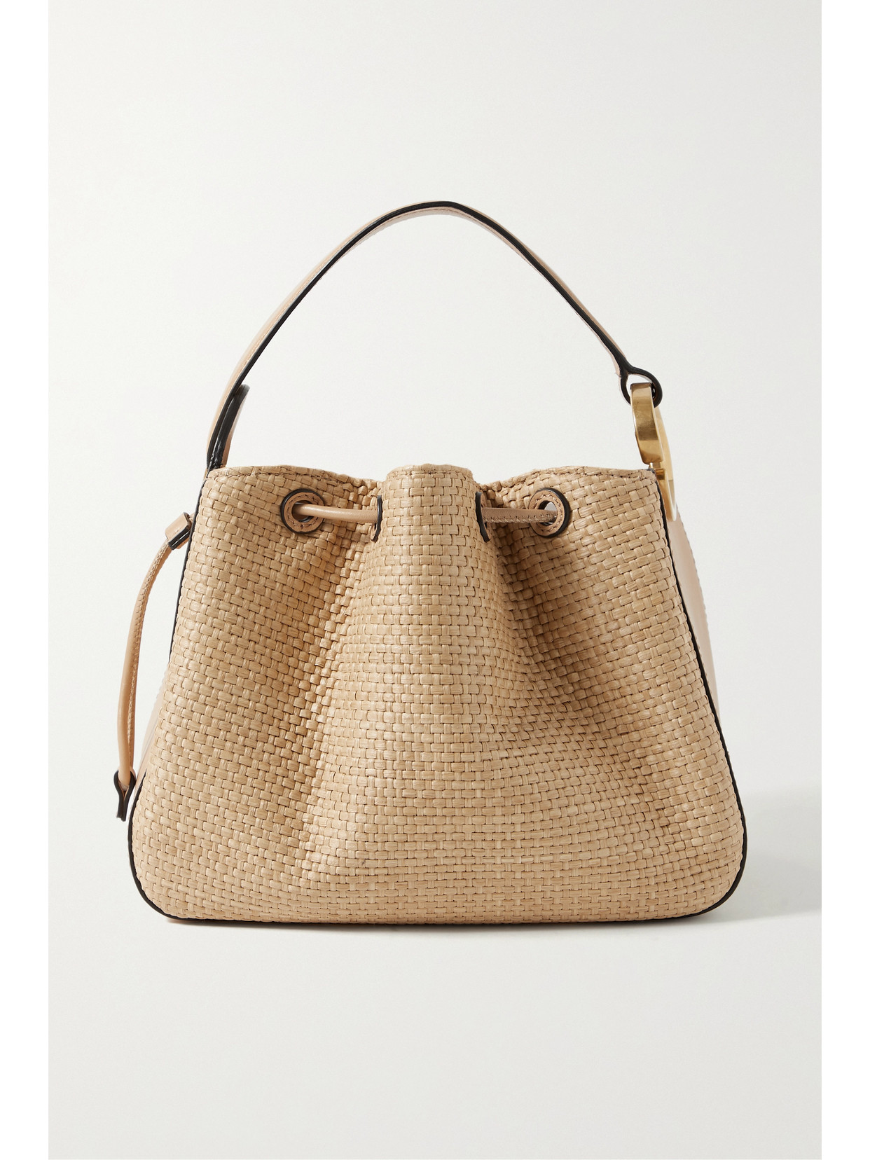 Oscar De La Renta Leather-trimmed Raffia Tote In Neutrals