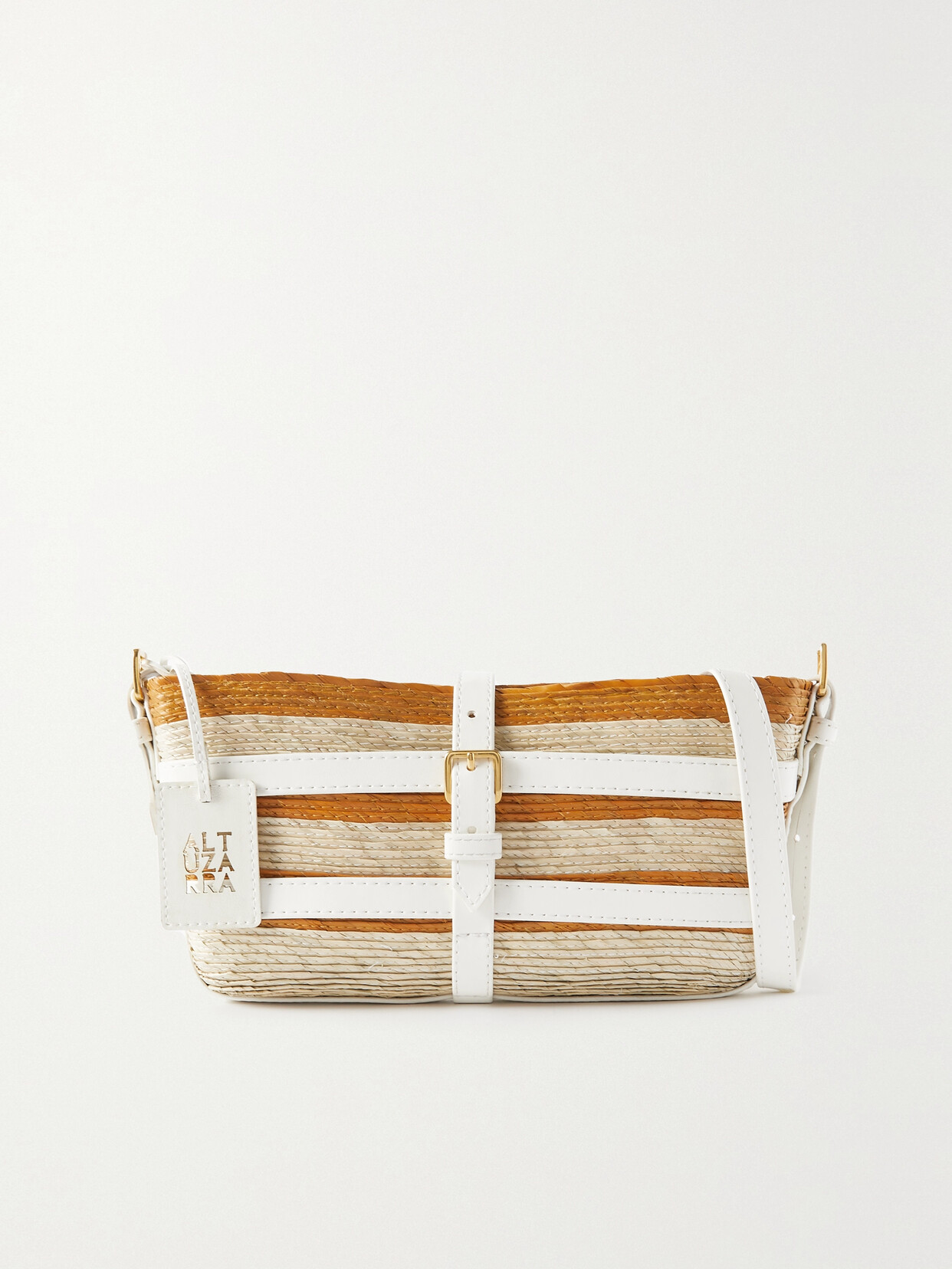 Altuzarra - Watermill Leather-trimmed Striped Raffia Shoulder Bag - Orange