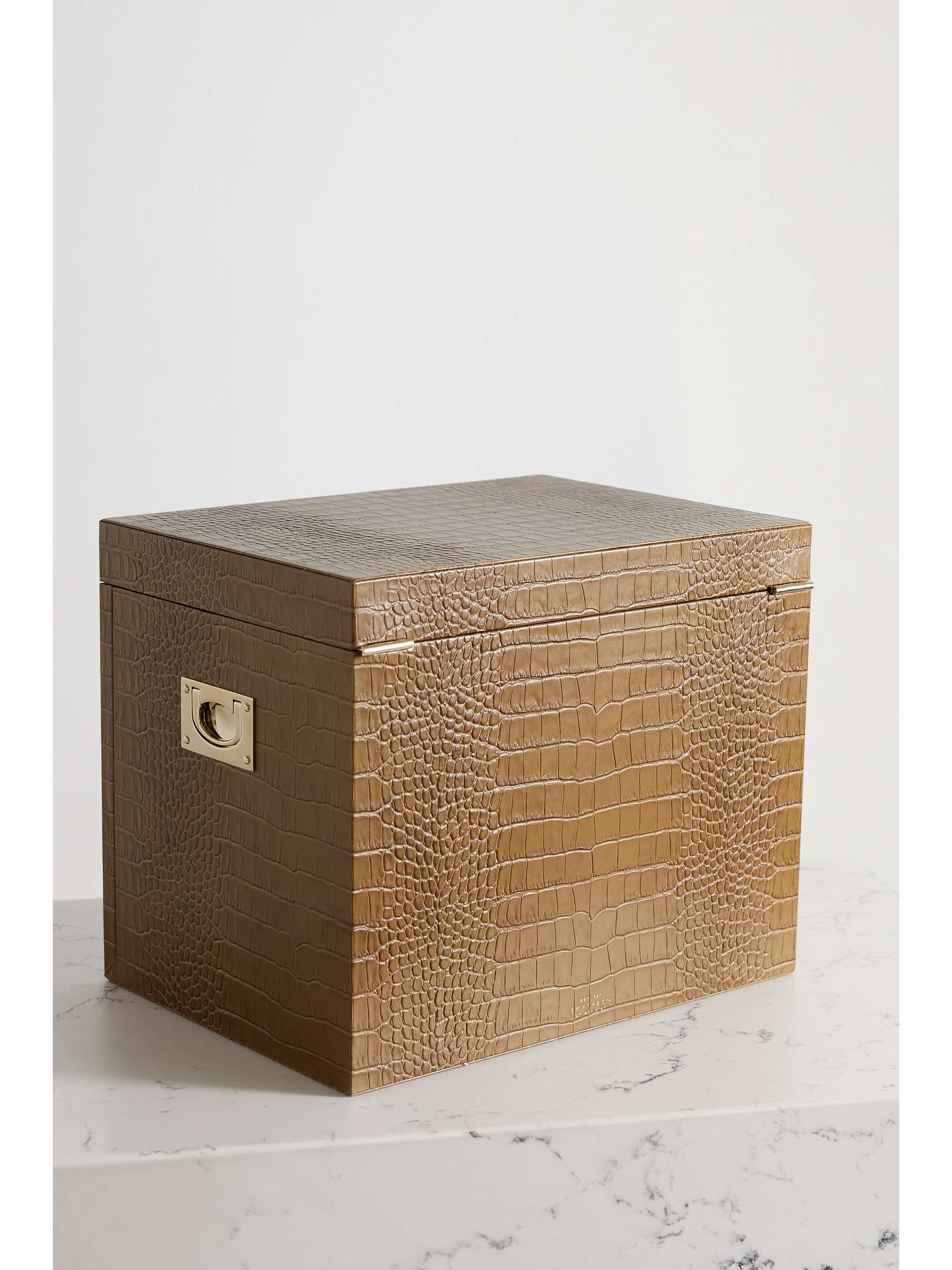SMYTHSON Boîte à bijoux en cuir effet croco Deluxe Mara
