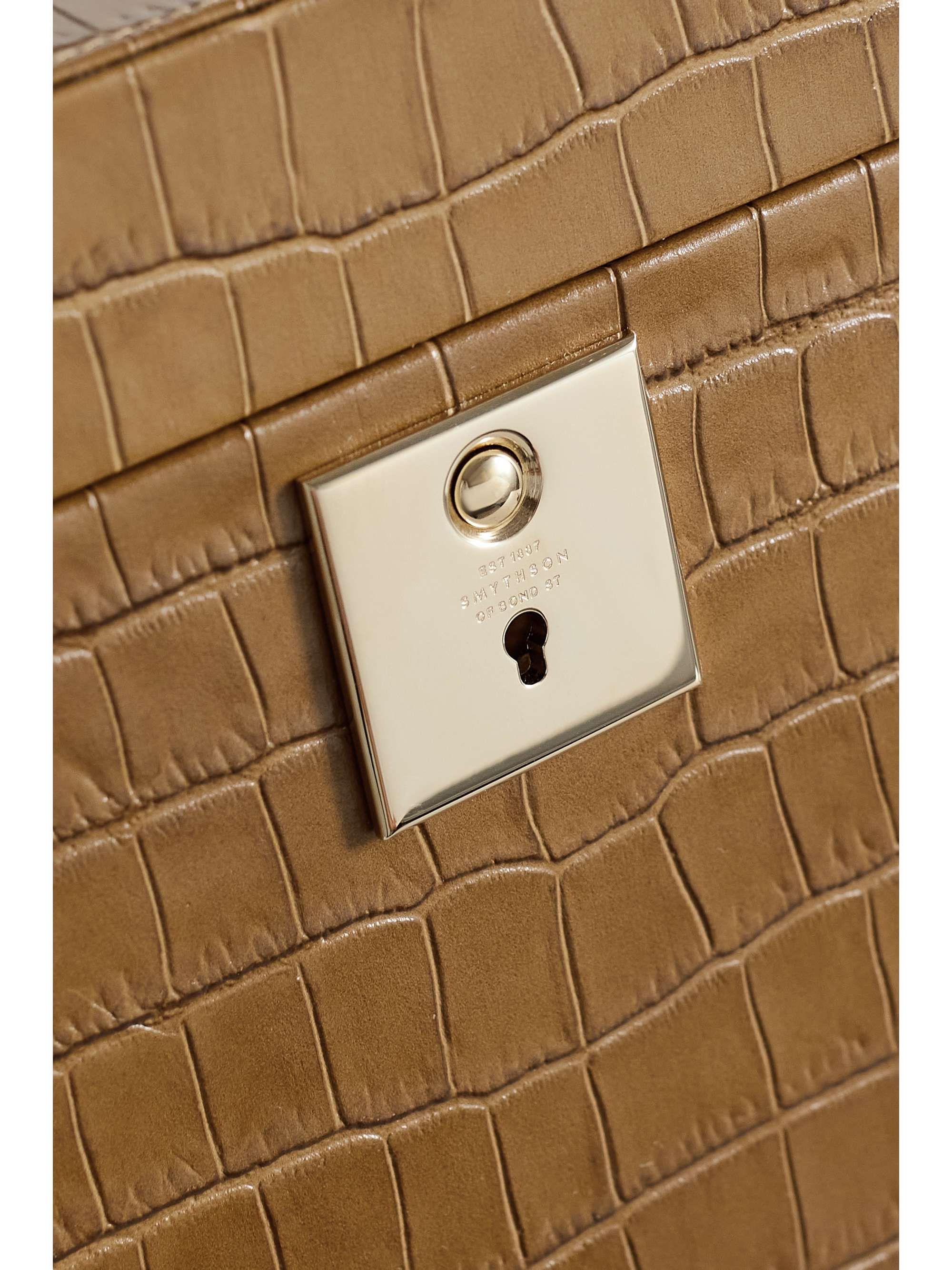 SMYTHSON Boîte à bijoux en cuir effet croco Deluxe Mara