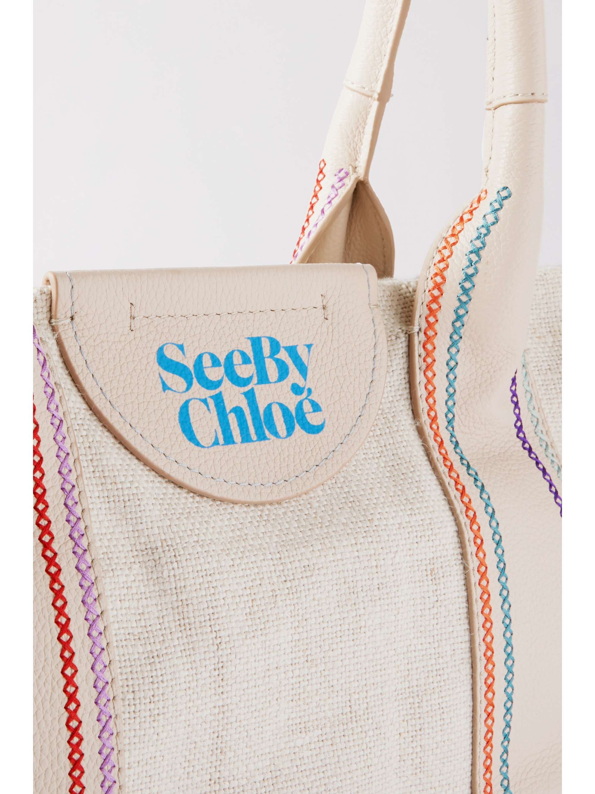 SEE BY CHLOÉ Laetizia embroidered leather-trimmed canvas tote