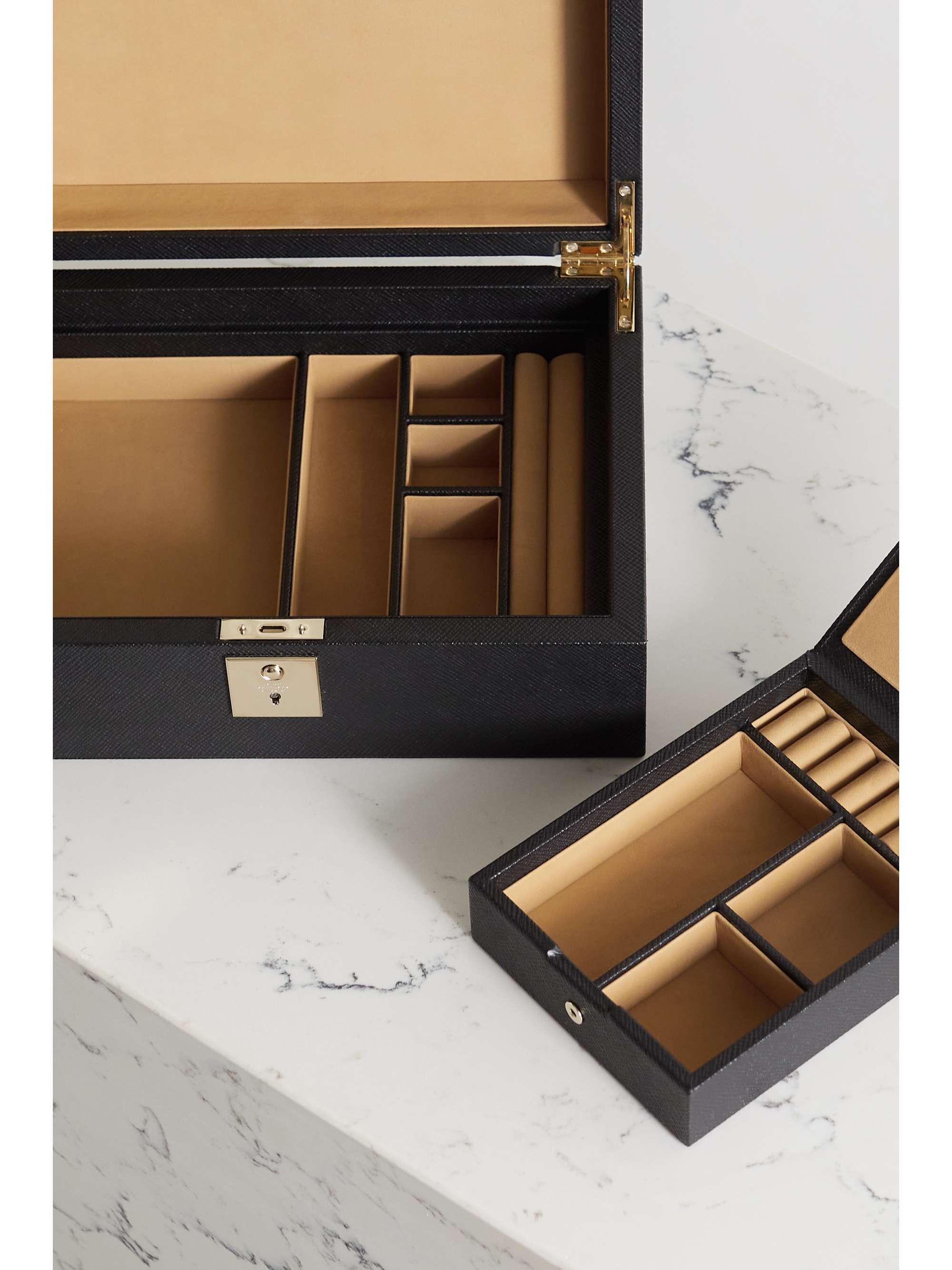 SMYTHSON Panama textured-leather jewelry box and travel tray