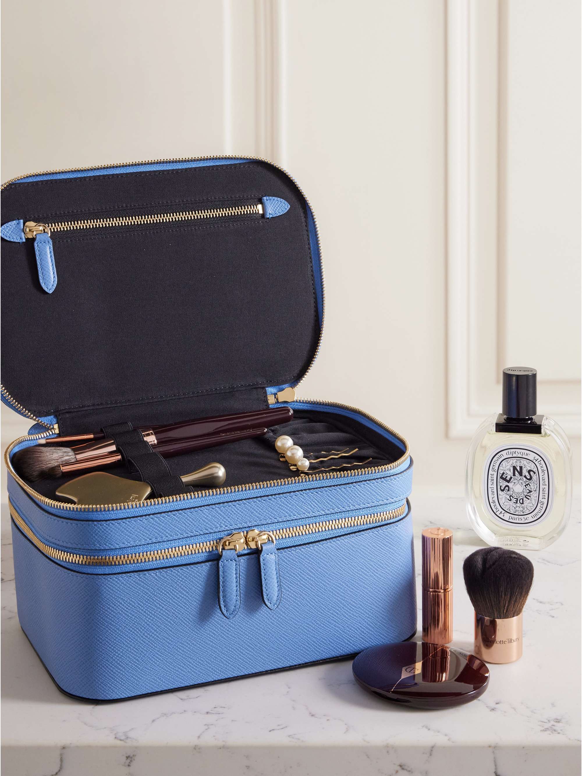 SMYTHSON Panama textured-leather cosmetics case | NET-A-PORTER