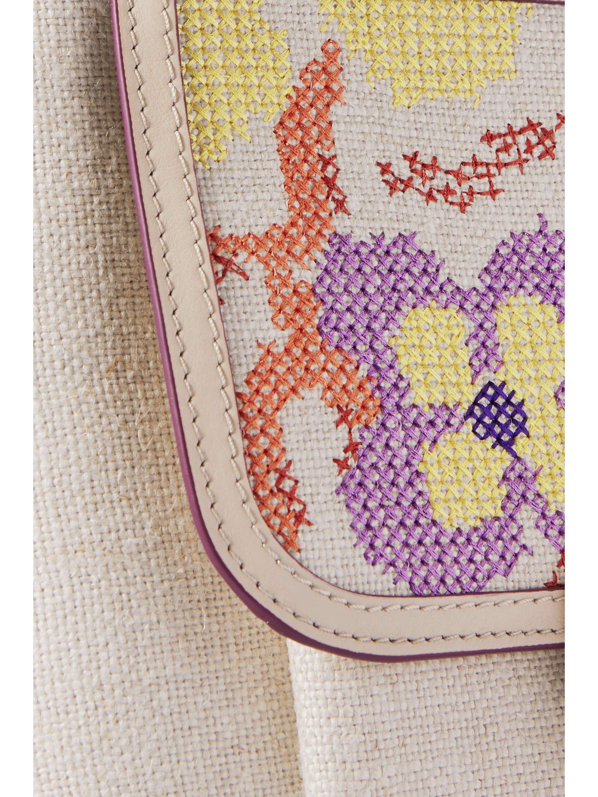 SEE BY CHLOÉ Embroidered leathertrimmed canvas shoulder bag NETAPORTER