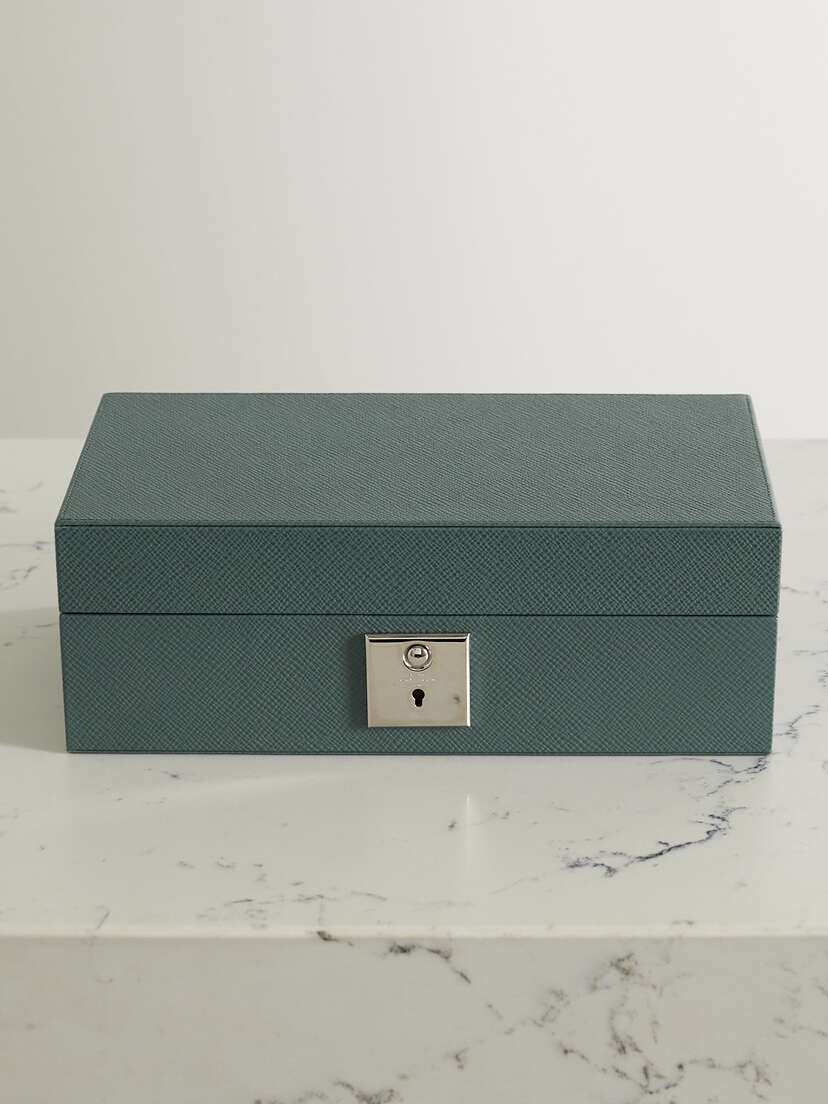 Smythson Panama Textured-leather Watch Box