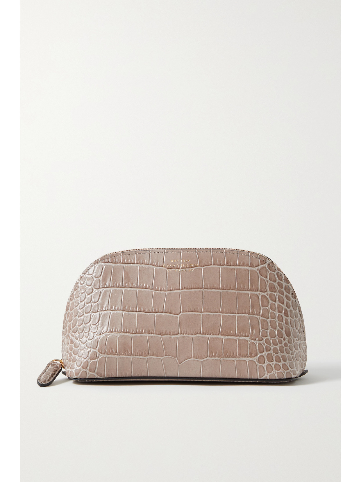 Smythson - Mara Croc-effect Leather Cosmetic Case - Brown