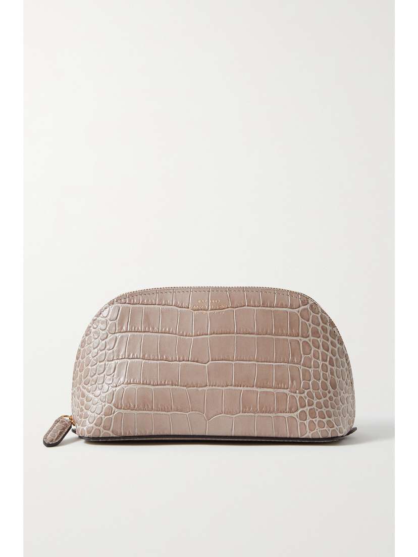 Smythson Mara Croc-effect Leather Cosmetic Case