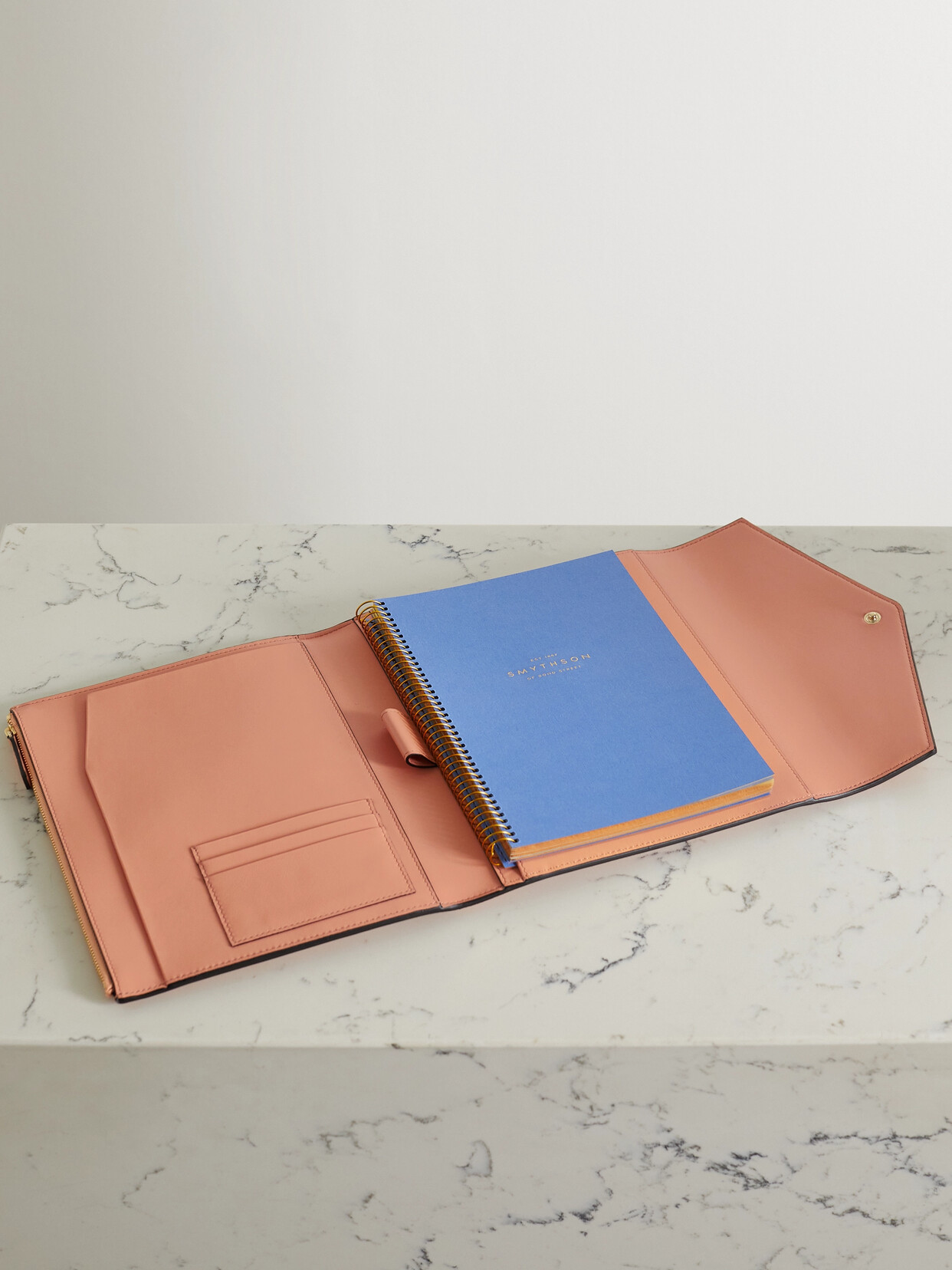 Smythson - Panama Textured-leather Writing Folder - Orange