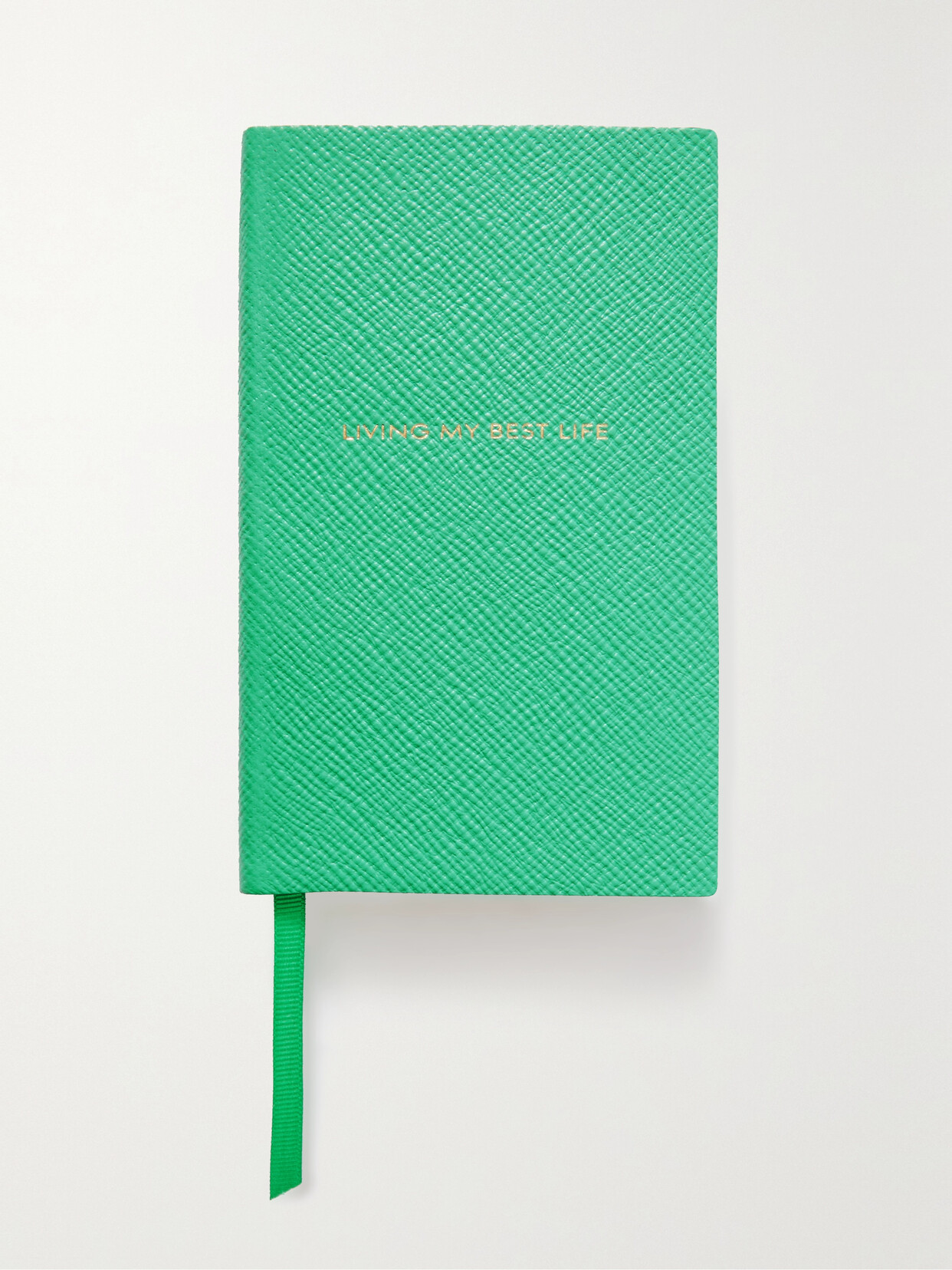 Smythson - Panama Living My Best Life Textured-leather Notebook - Green