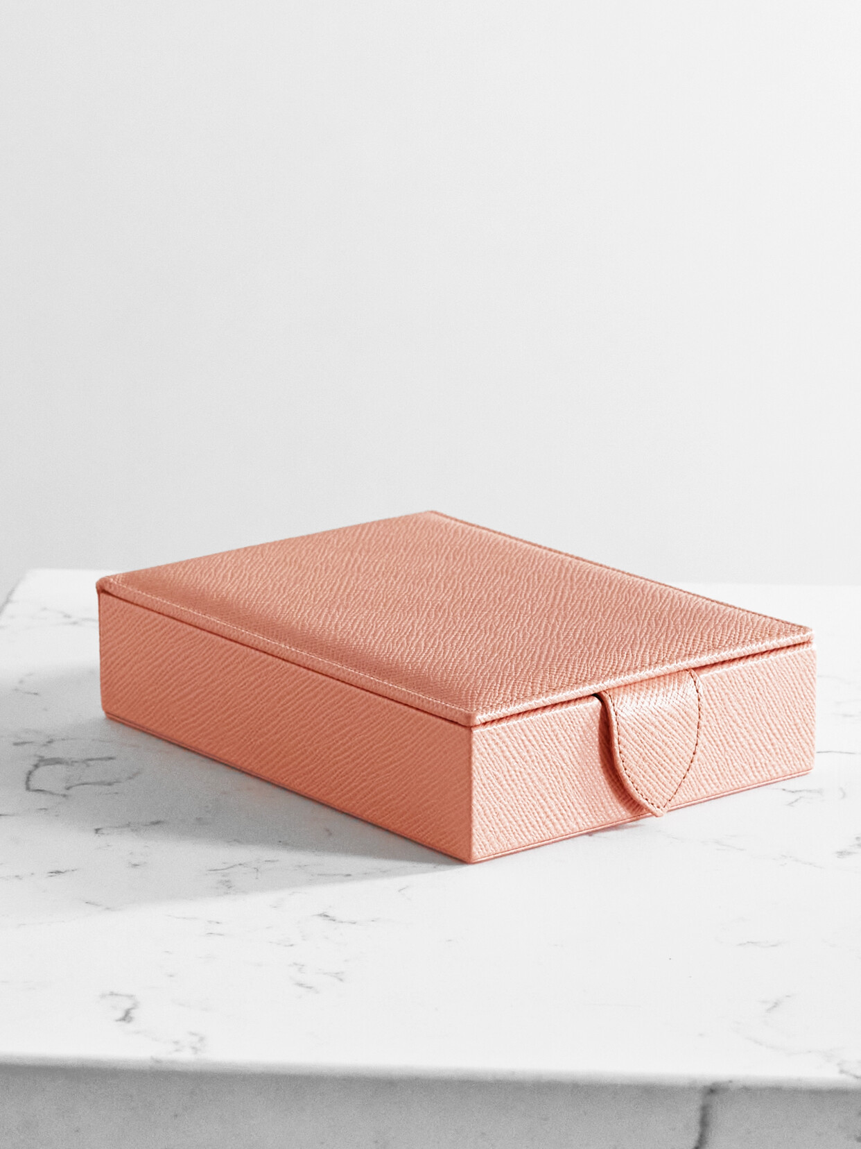 Smythson - Panama Textured-leather Jewelry Box - Orange