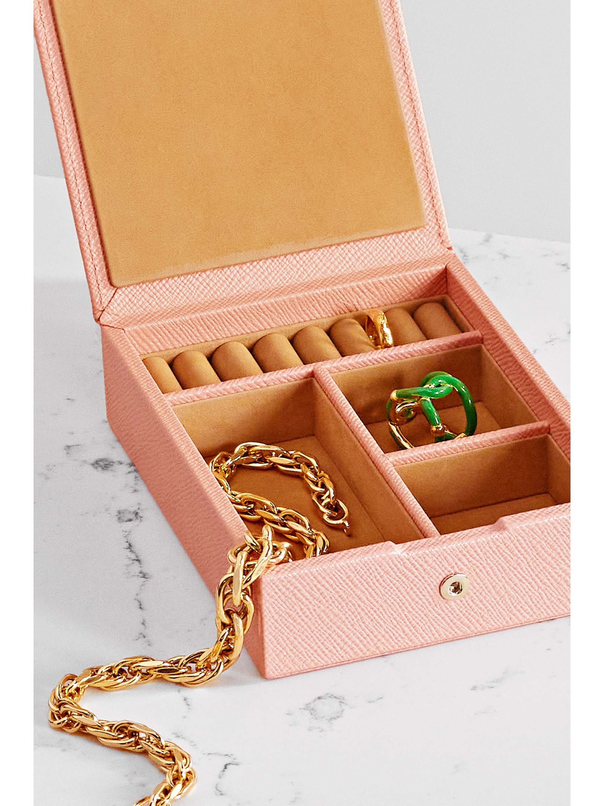 SMYTHSON Boîte à bijoux en cuir texturé Panama