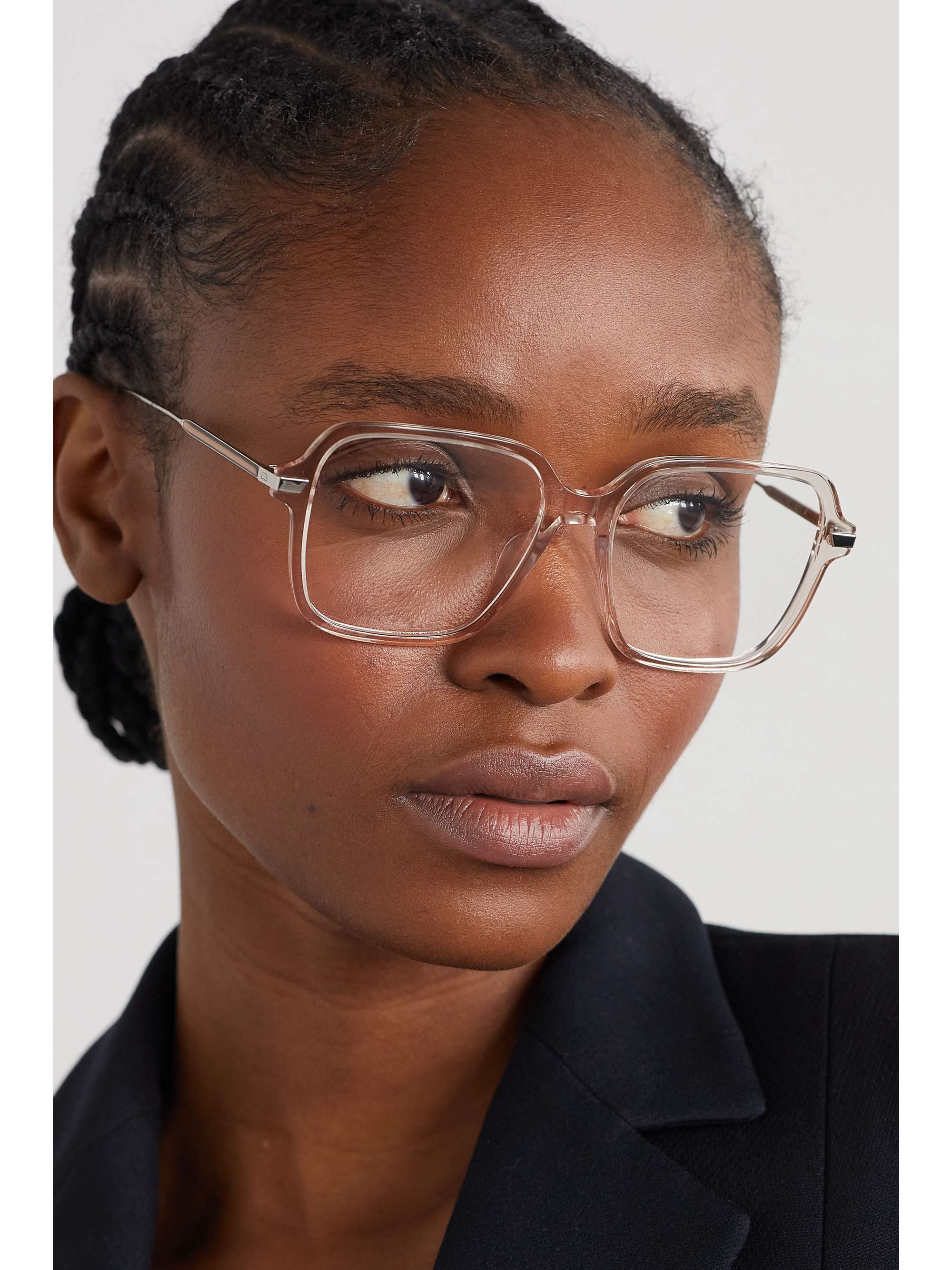 DIOR EYEWEAR GemDior oversized square-frame acetate and silver-tone optical glasses