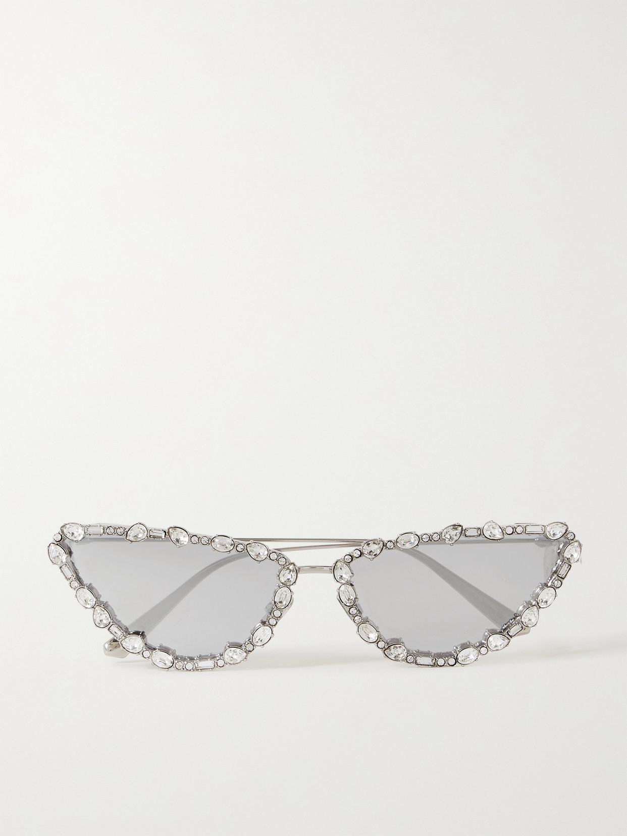 Dior Miss Cat-eye Crystal-embellished Silver-tone Sunglasses In Shiny Palladium