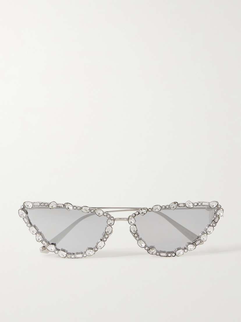 DIOR Eyewear Missdior B1u Cat-eye Crystal-embellished Silver-tone Sunglasses