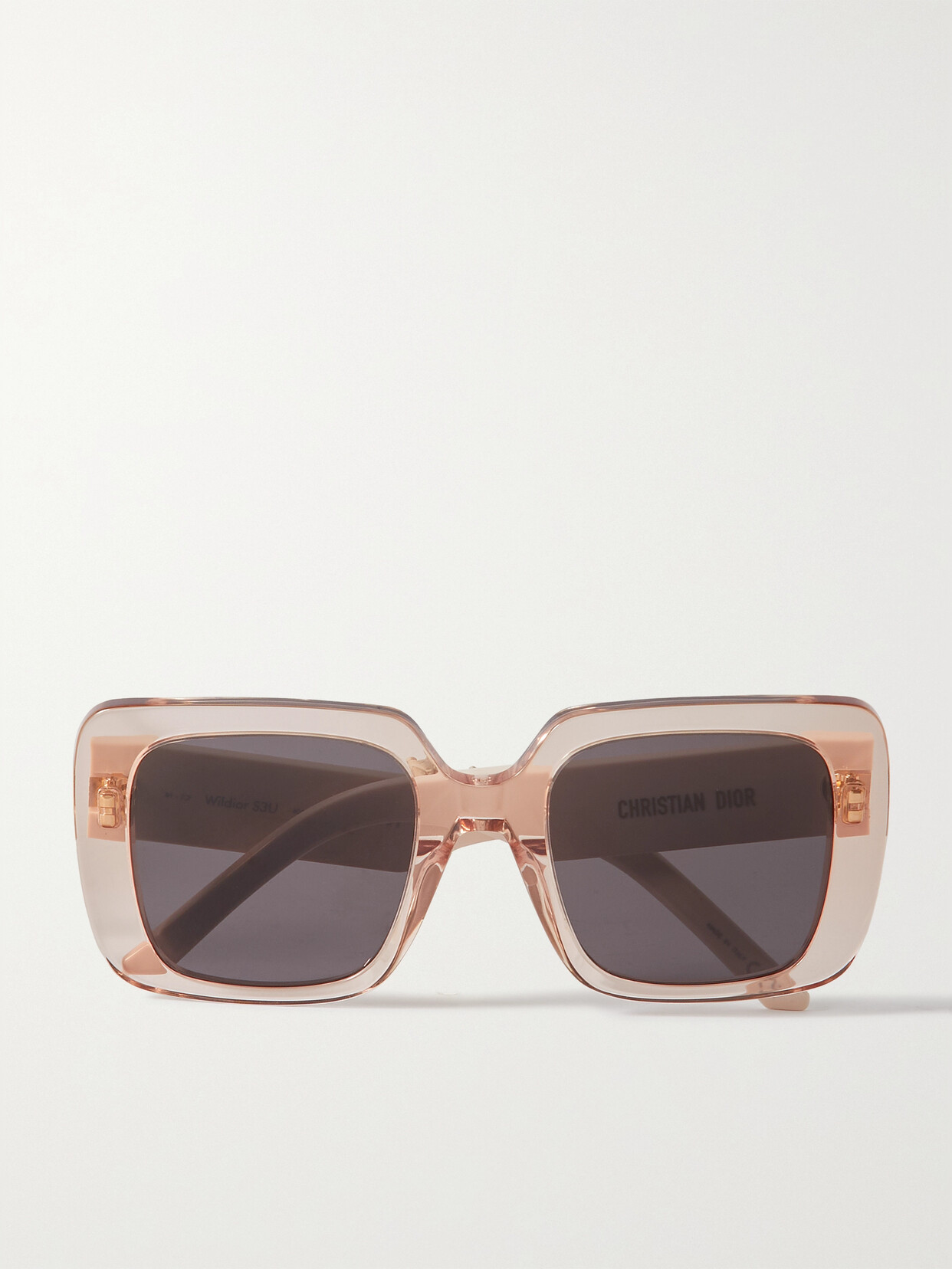 Wil S3u Pink Oversized Square Sunglasses In Transparent Beige/gray