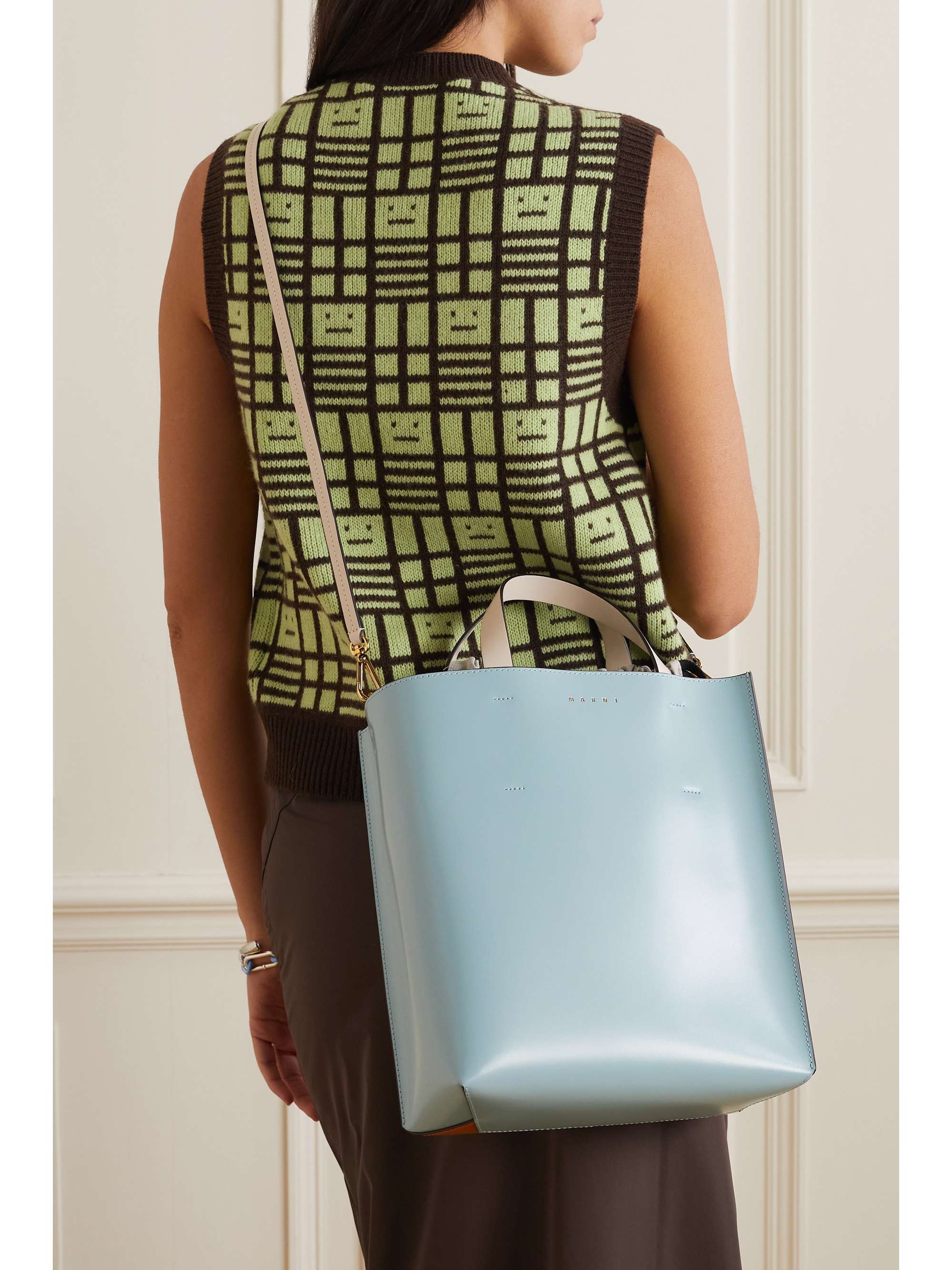 MARNI Museo small color-block leather tote | NET-A-PORTER