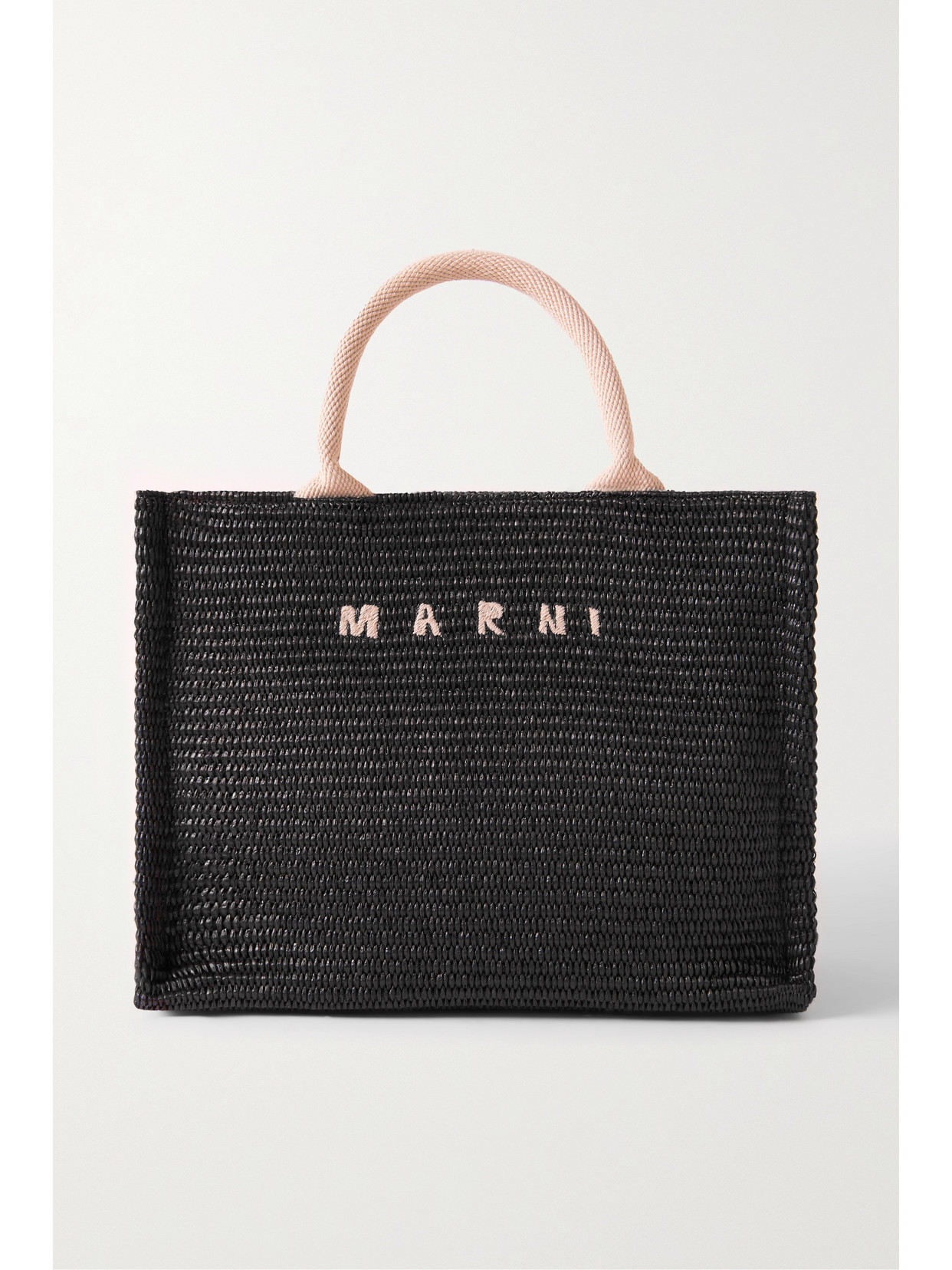 Marni - Embroidered Raffia Tote - Black