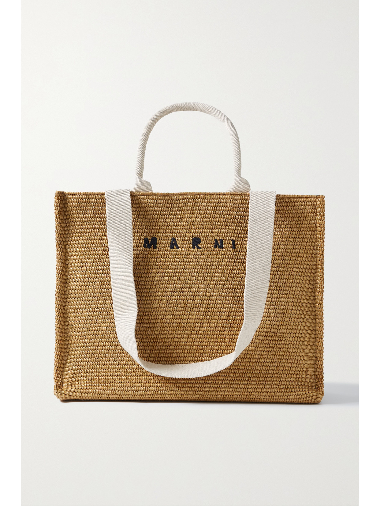 Marni - Large Canvas-trimmed Embroidered Raffia Tote - Neutrals